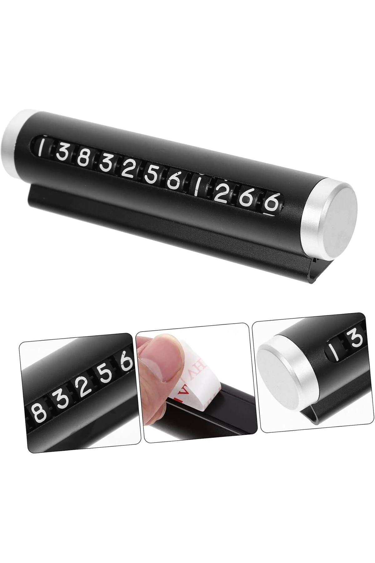 Metal Kasa Numara Çevirmeli Araç İçi Telefon Numaratör Parkmatik Araba Numaratör Gri-Siyah