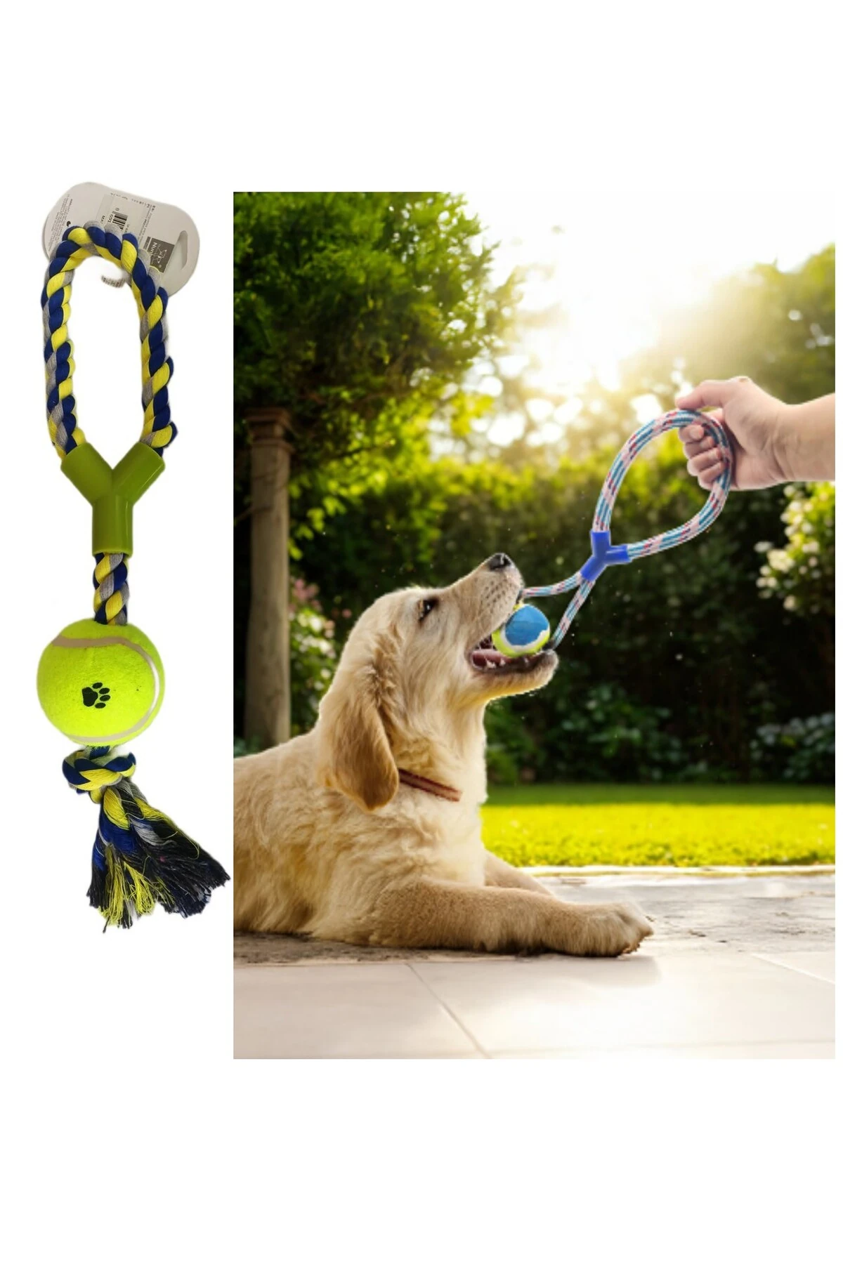 İpli Köpek Oyun Topu Köpek Eğitim Topu Halatlı Köpek Çiğneme Topu Köpek Diş Kaşıyıcı