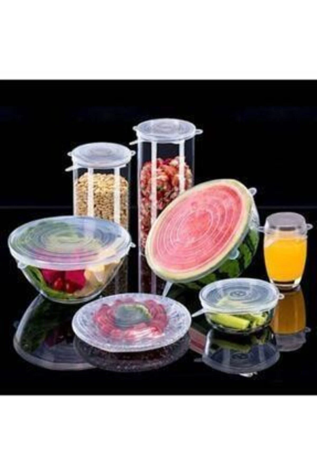 6'lı Silikon Streç Kapak Tabak Bardak Gıda Bonesi Tazeliği Korur
