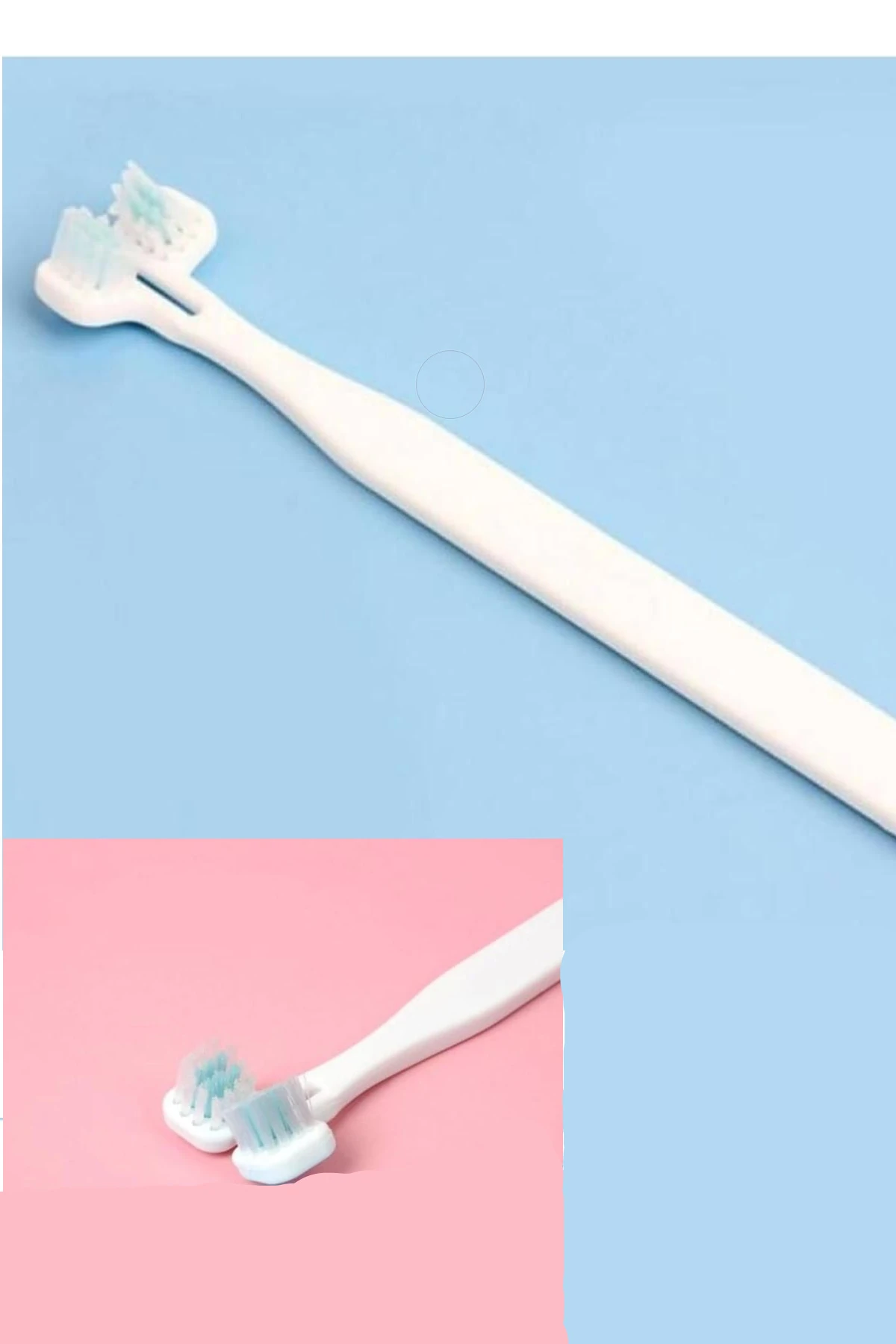 Çift Başlıklı Kedi Köpek Diş Fırçası Ergonomik Tasarım Derinlemesine Temizlik Çift Yönlü Diş Fırçası