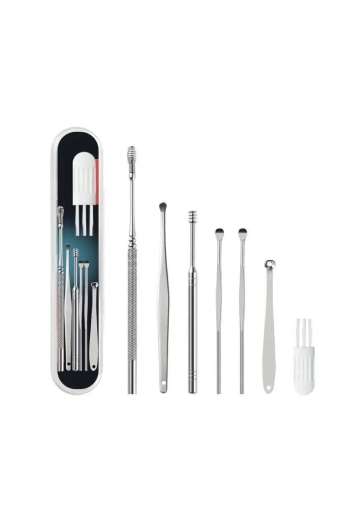 7 Parça Kulak Temizleme Seti, Çelik Kulak Temizleme Çubuğu Seti