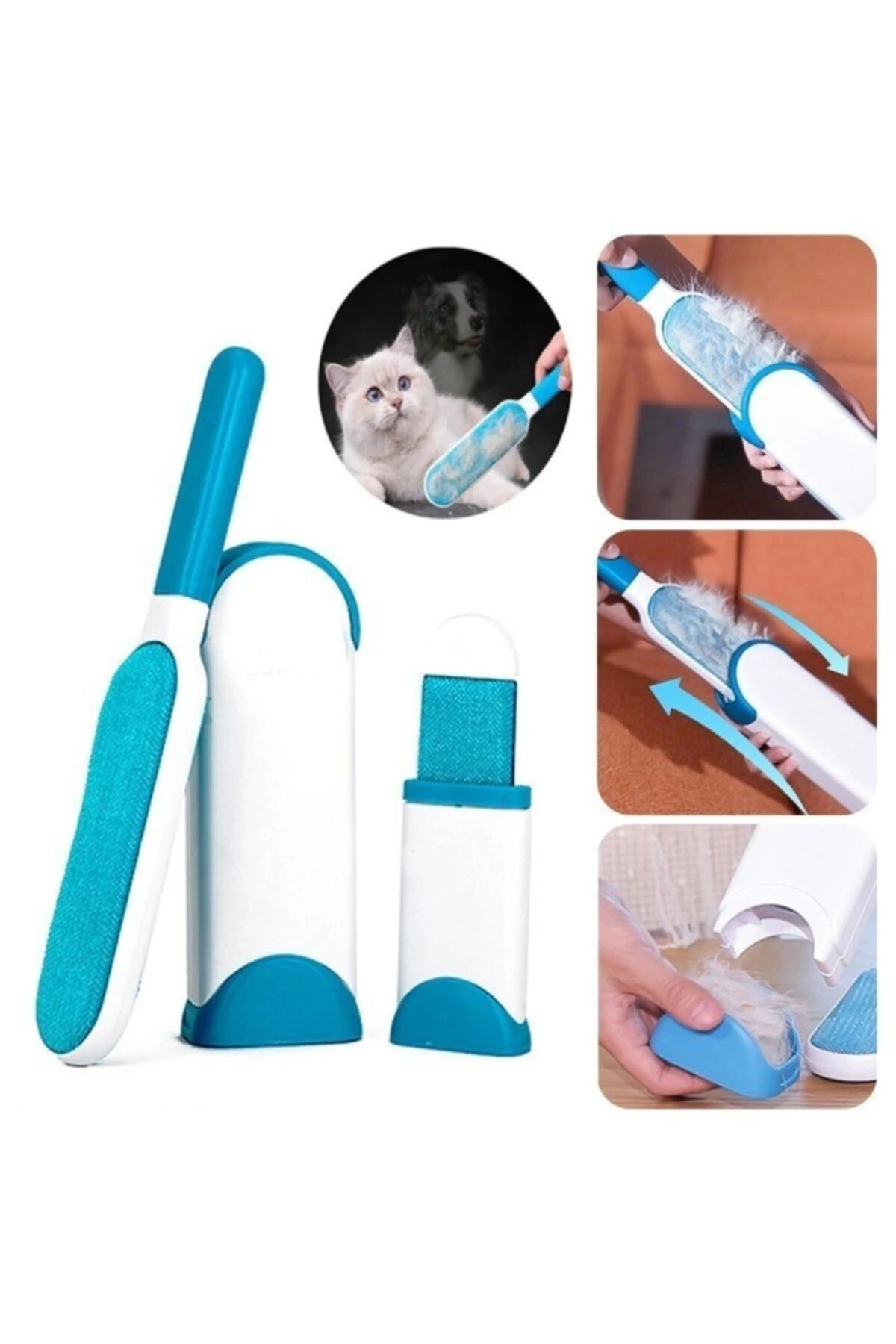 Tüy Toz Temizleyici Fırça Seti 2'li Kedi Köpek Tüy Temizleme Aparatı