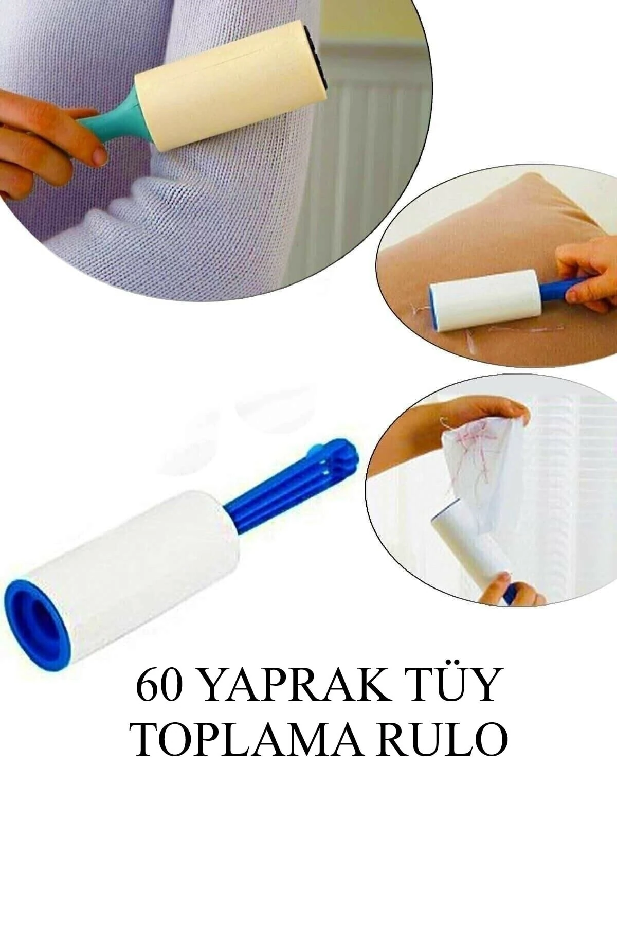 Pratik Yapışkanlı Rulo Kıl Tüy Toz Toplama Rulosu 60 Yaprak