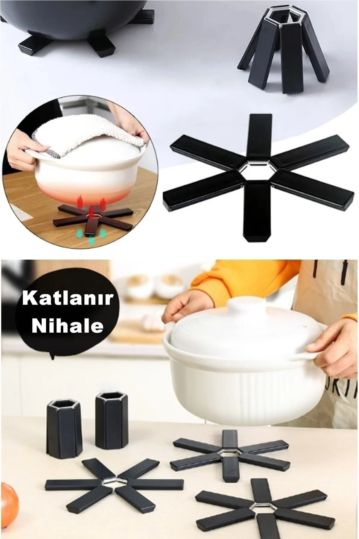 Katlanabilir Isıya Dayanıklı Nihale Kaymaz Tencere Altlığı Çaydanlık Altlığı