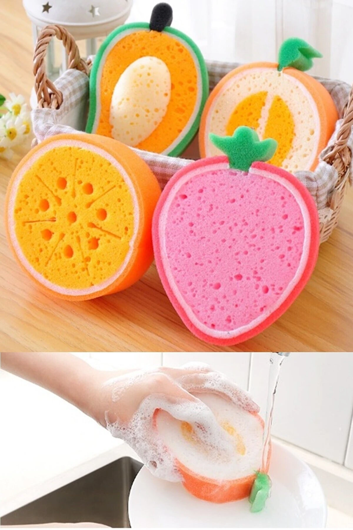 Bulaşık Süngeri Meyve Şekilli Yumuşak Ovma Silme Temizlik Süngeri