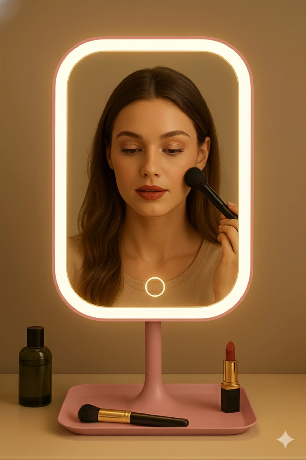 Led Işıklı Makyaj Aynası Şarjlı Dikdörtgen Ayna Şarjlı