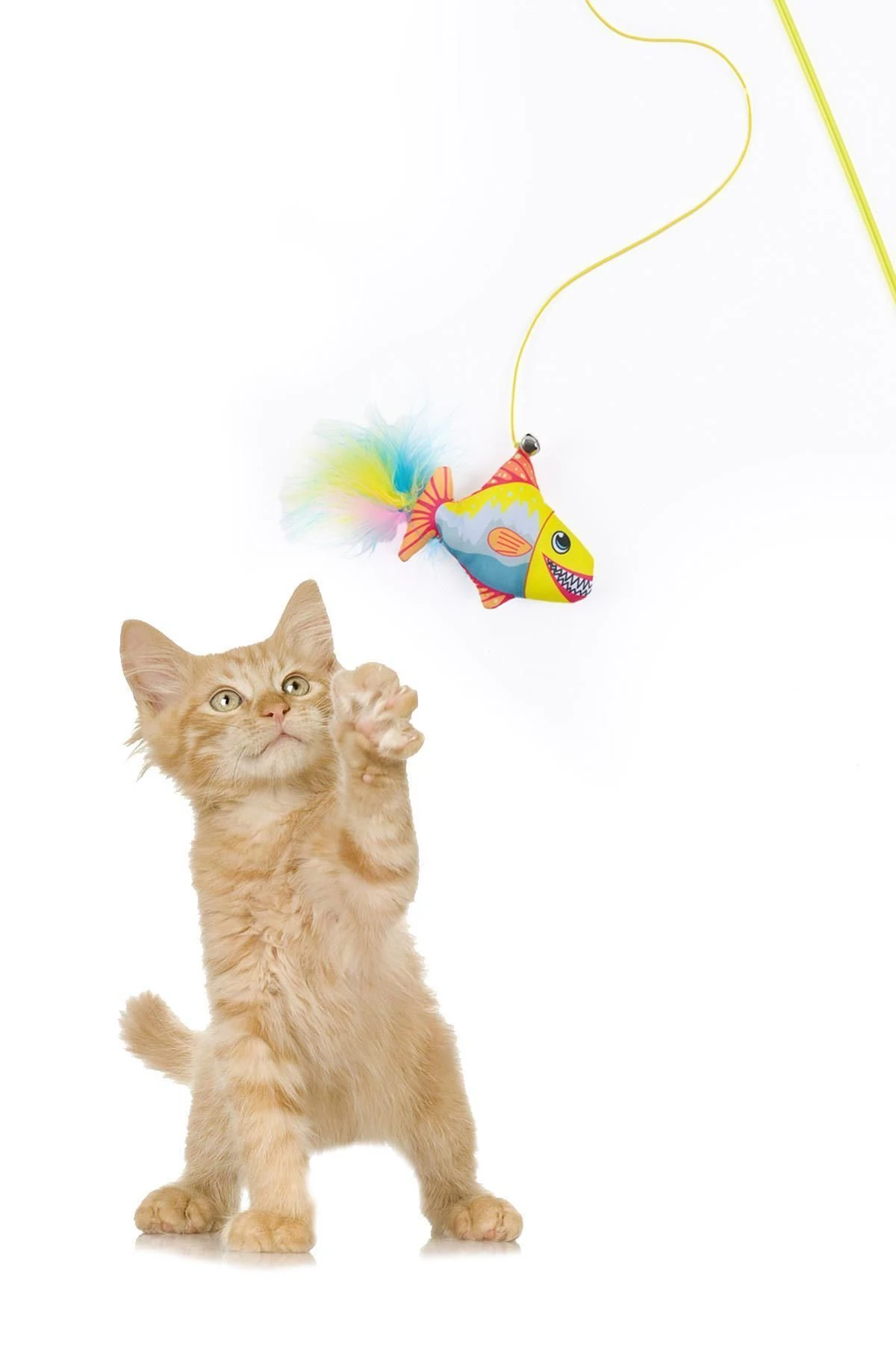 Tüylü Kedi Oltası Peluş Balıklı Kedi Oyun Oltası