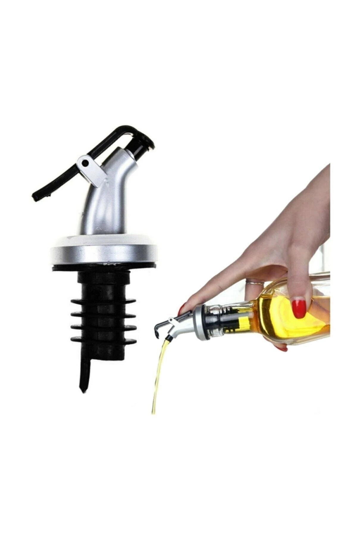 2 Adet Kapaklı Şişe Ucu, Damlatmaz Yağdanlık Tıpa