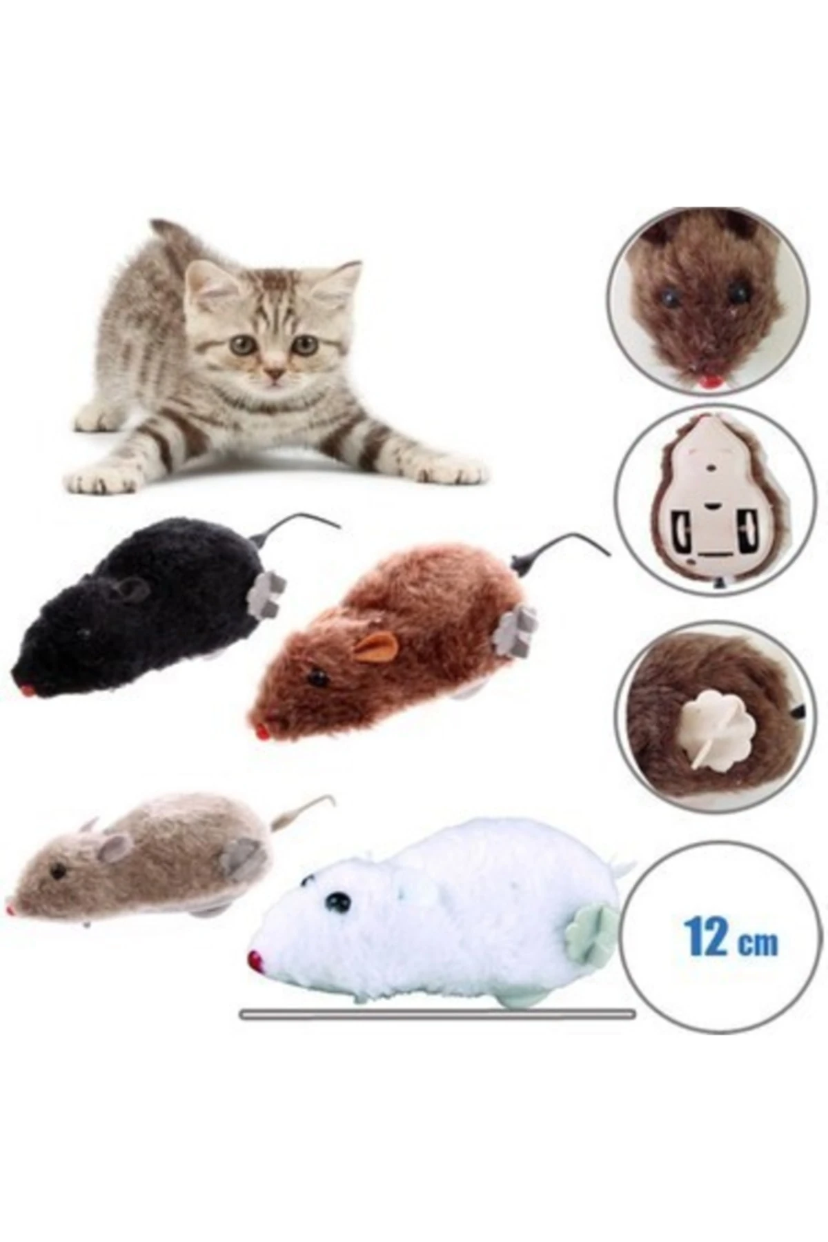 Kurmalı Fare Kedi Oyuncağı Hareketli