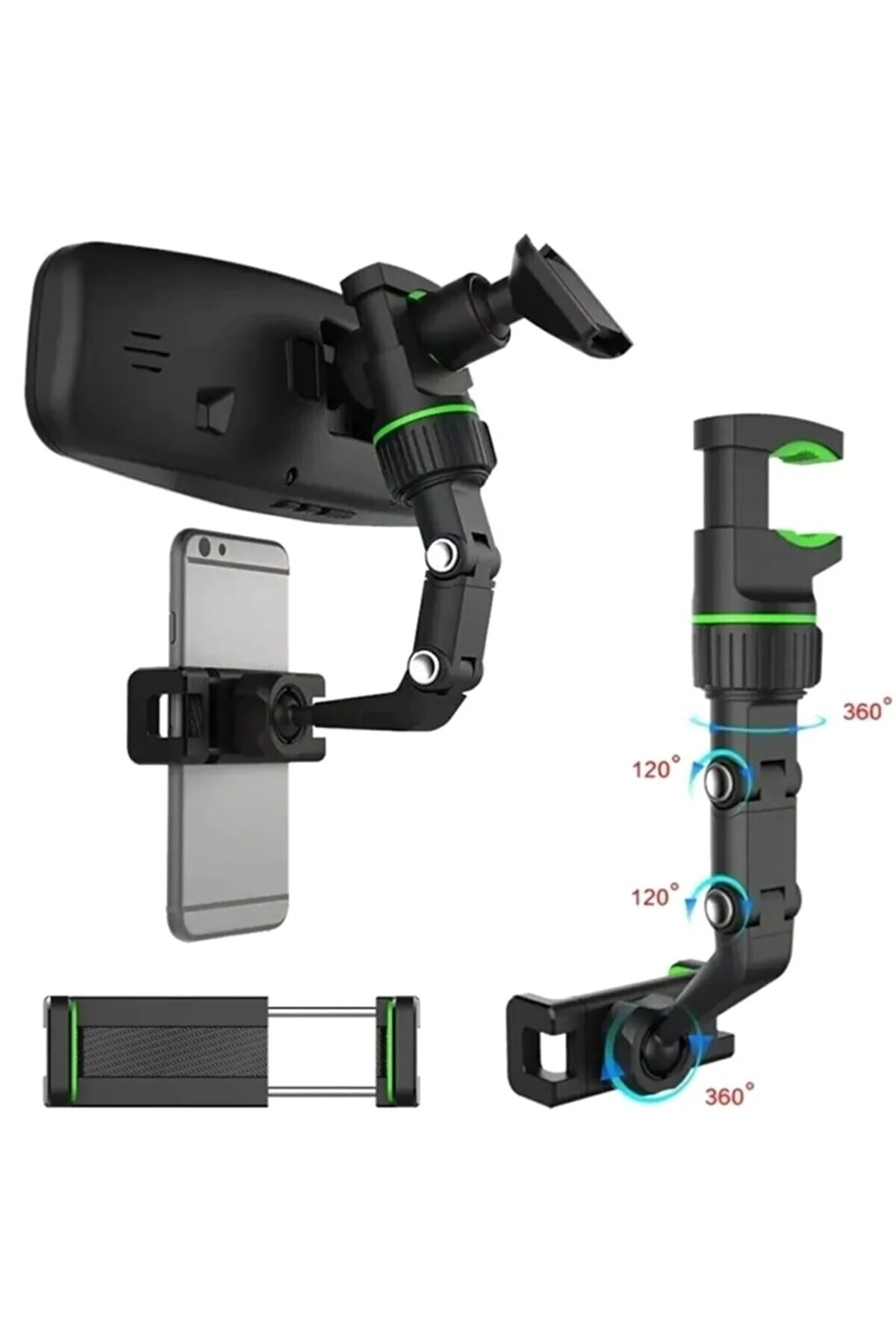 Dikiz Aynası Telefon Tutucu Araç İçi 360 Derece Dönebilen Telefon Tutucu