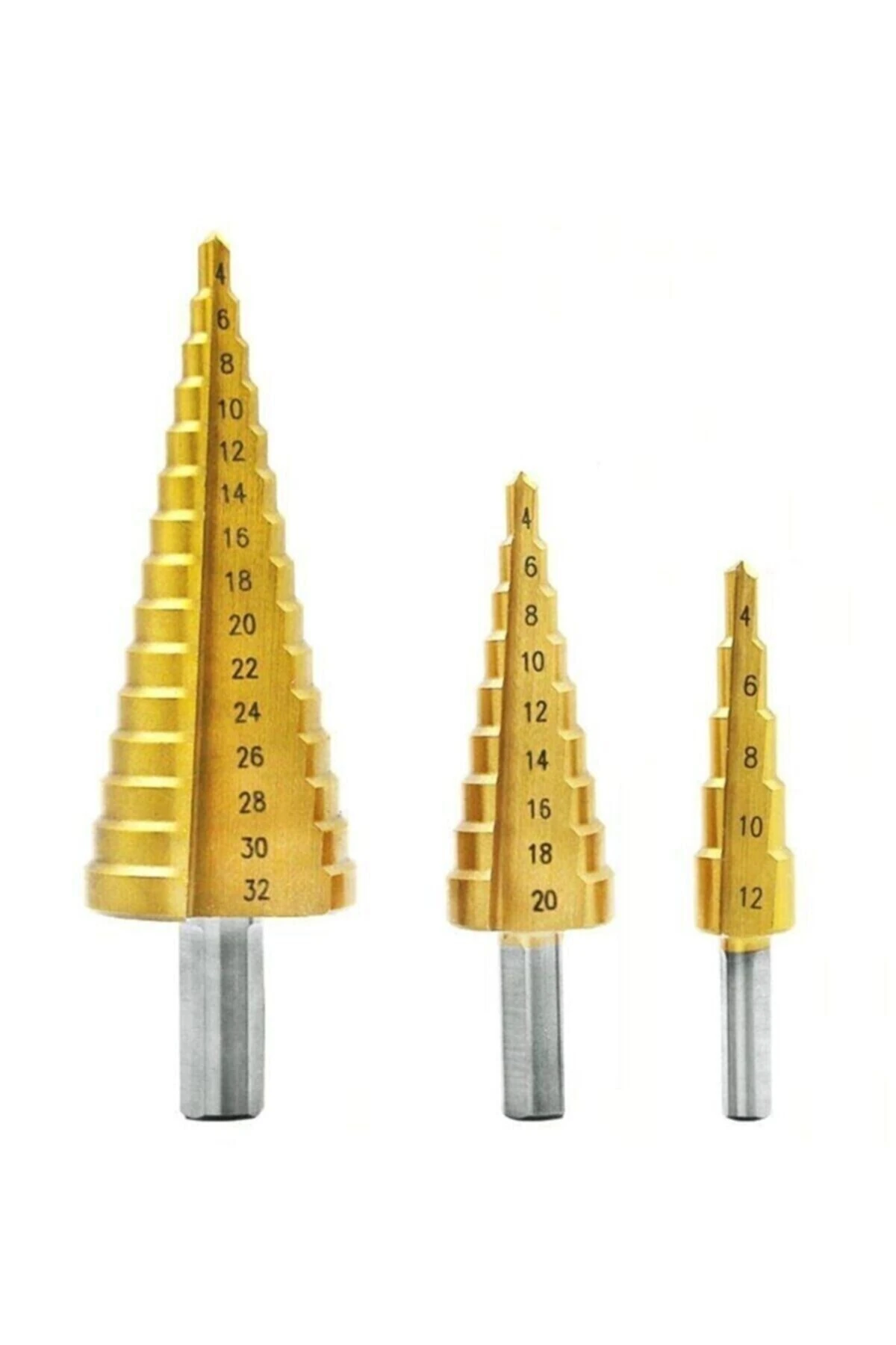 Paslanmaz Kademeli Matkap Sac Delme Ucu 3 Lü Set