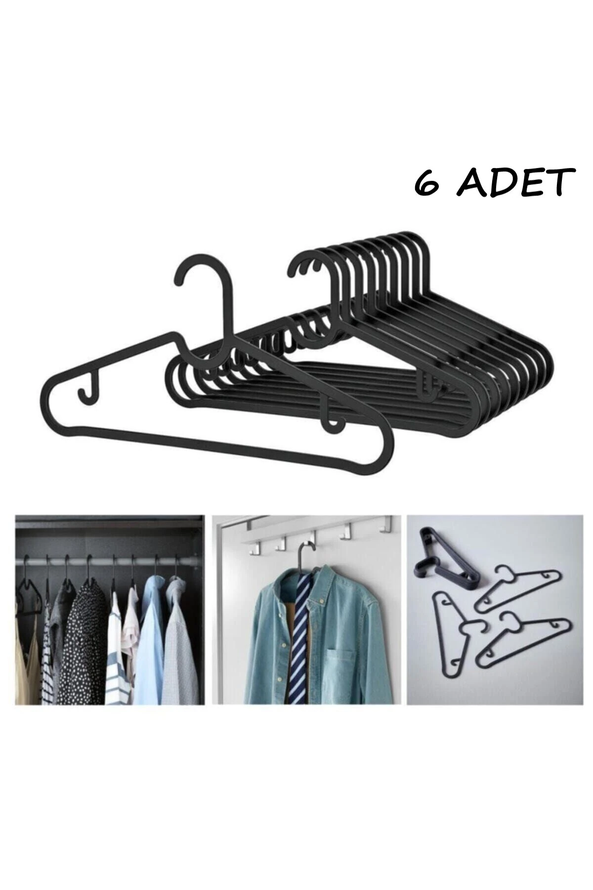 Plastik Giysi Askısı Esnek Kırılmaz Plastik Dolap Askısı 6 Adet