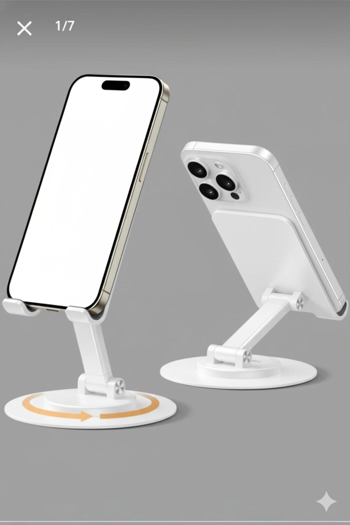 Metal Cep Telefonu Standı Çok Açı Ayarlanabilir Telefon Tutucu 360° Dönebilen Masa Üstü Katlanabilir