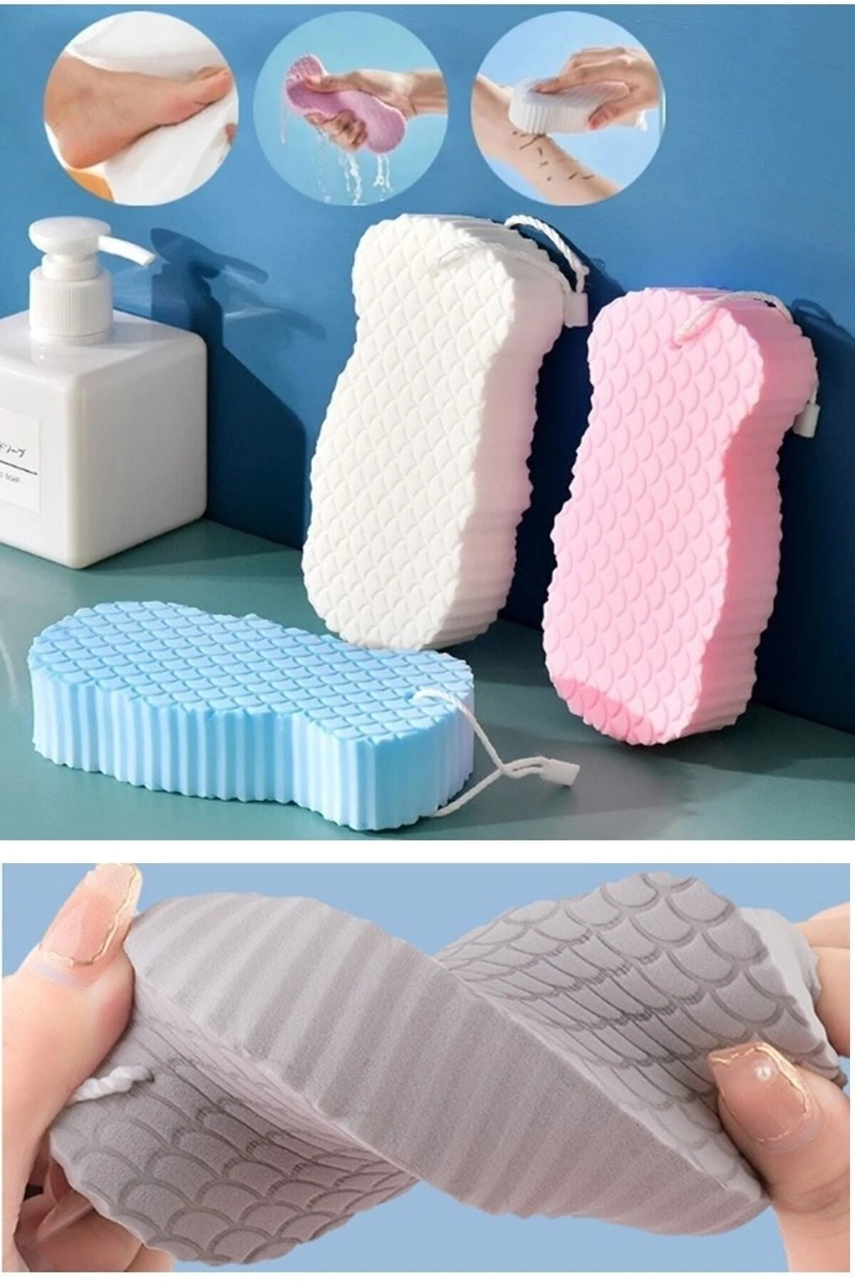 Sihirli Banyo Kesesi Vücut Duş Süngeri Ekstra Yumuşak Vücut Masaj Fırçası Duş Banyo Lifi Ve Süngeri