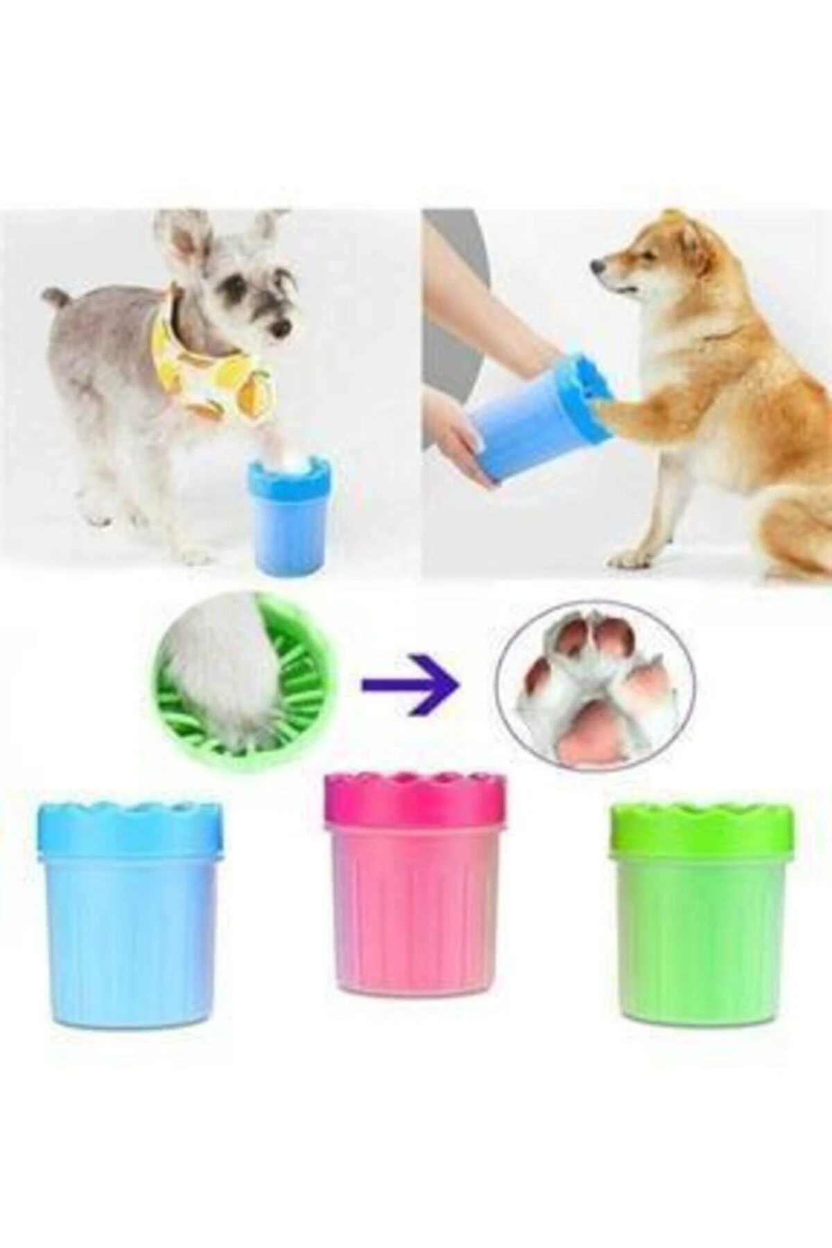 Silikon Jel Fırçalı Kedi Köpek Pati Ayak Yıkama Kovası