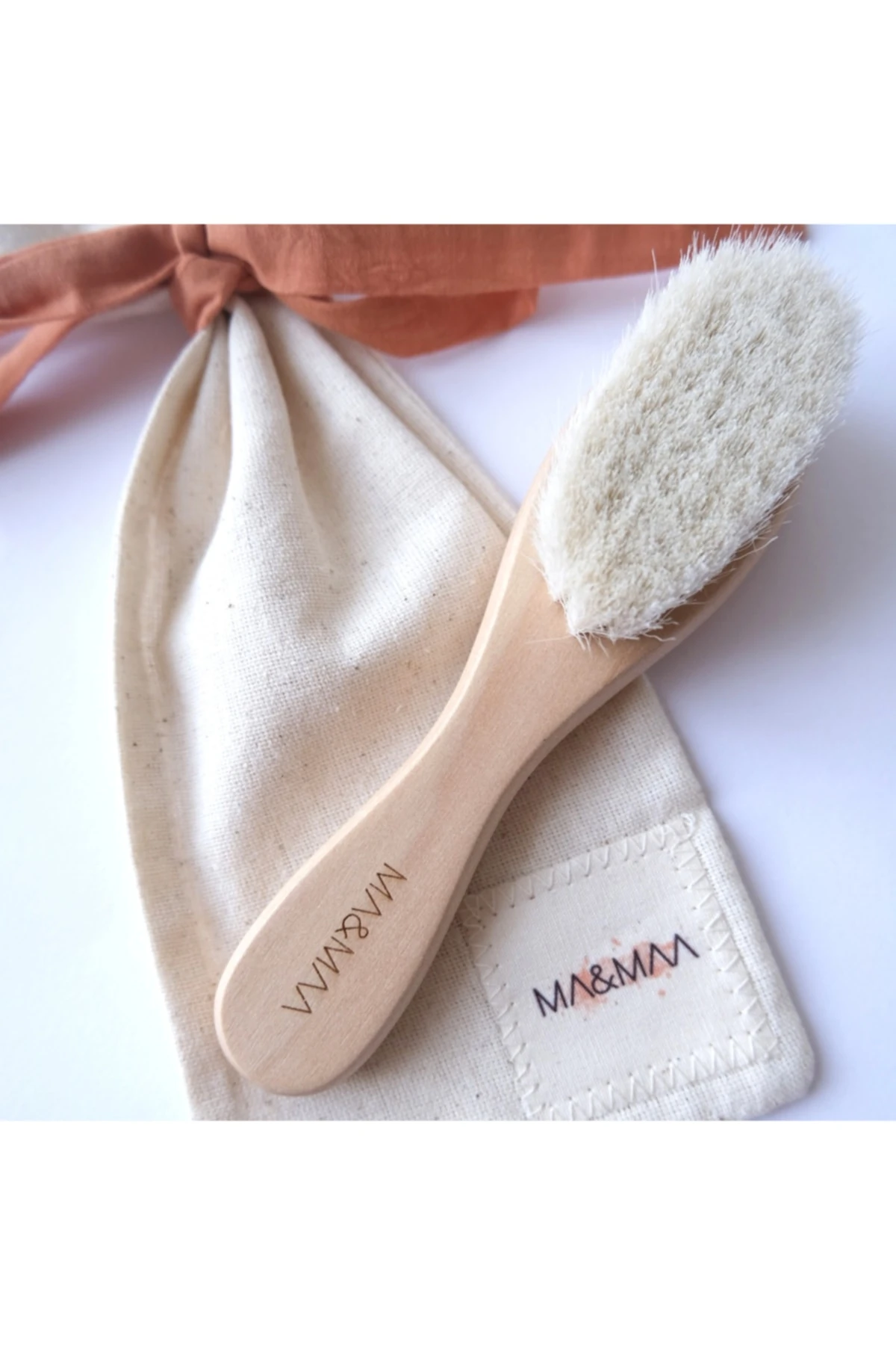 %100 Doğal Keçi Kılı Ahşap Bebek Saç Fırçası