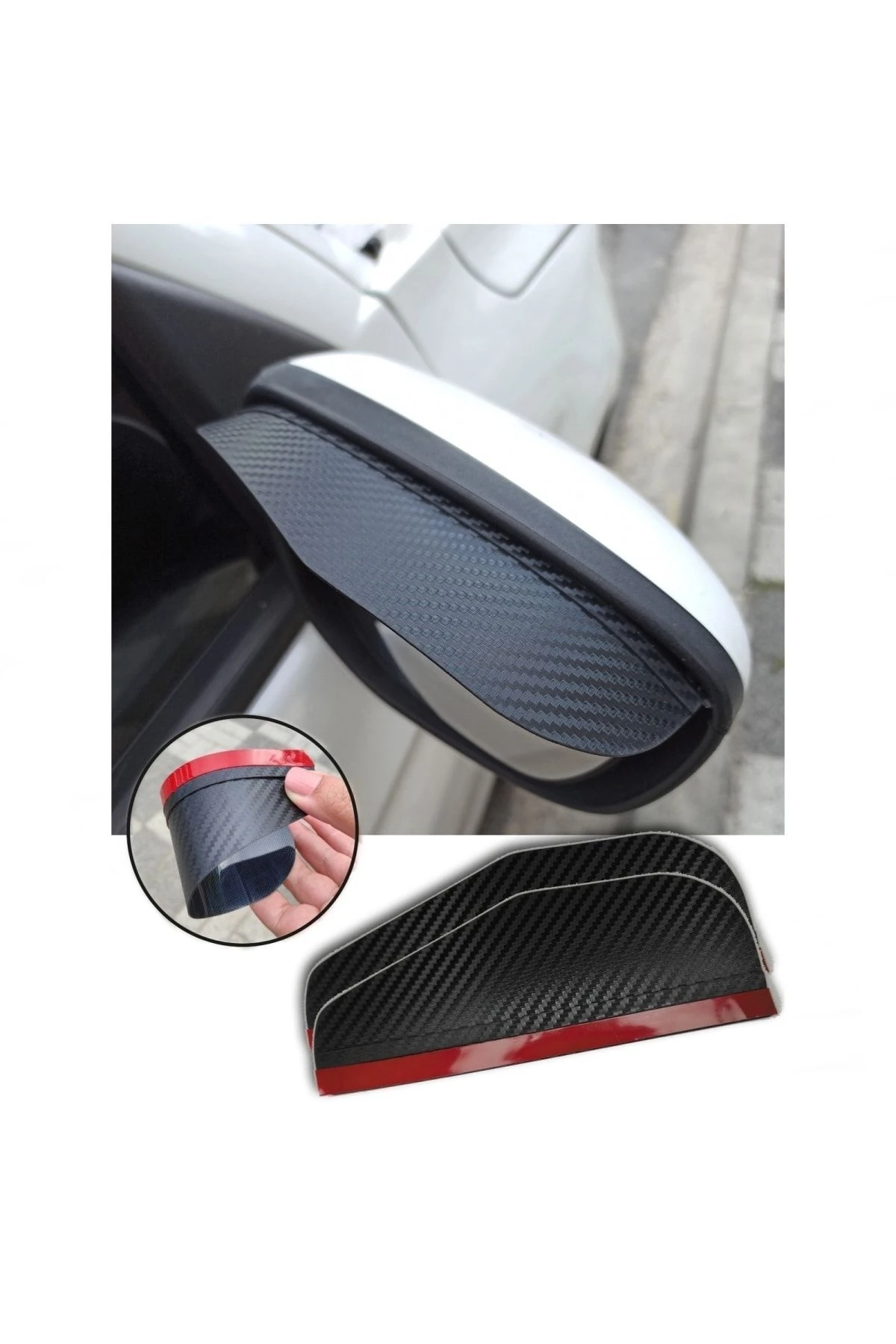 Araba Ayna Yağmur Koruyucu Siper Karbon Desenli Oto Aksesuar