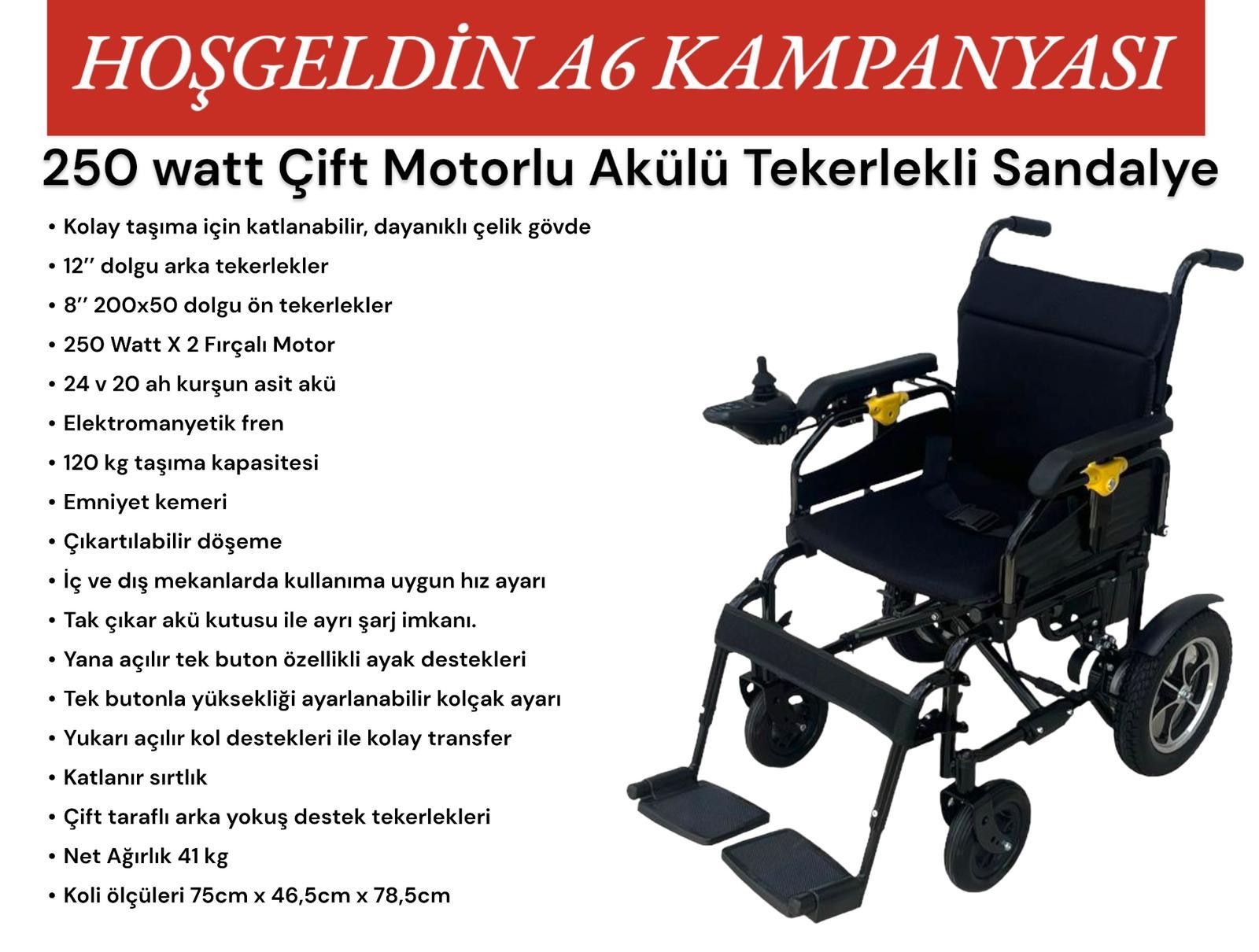 VİOMEDİ A6 AKÜLÜ TEKERLEKLİ SANDALYE 