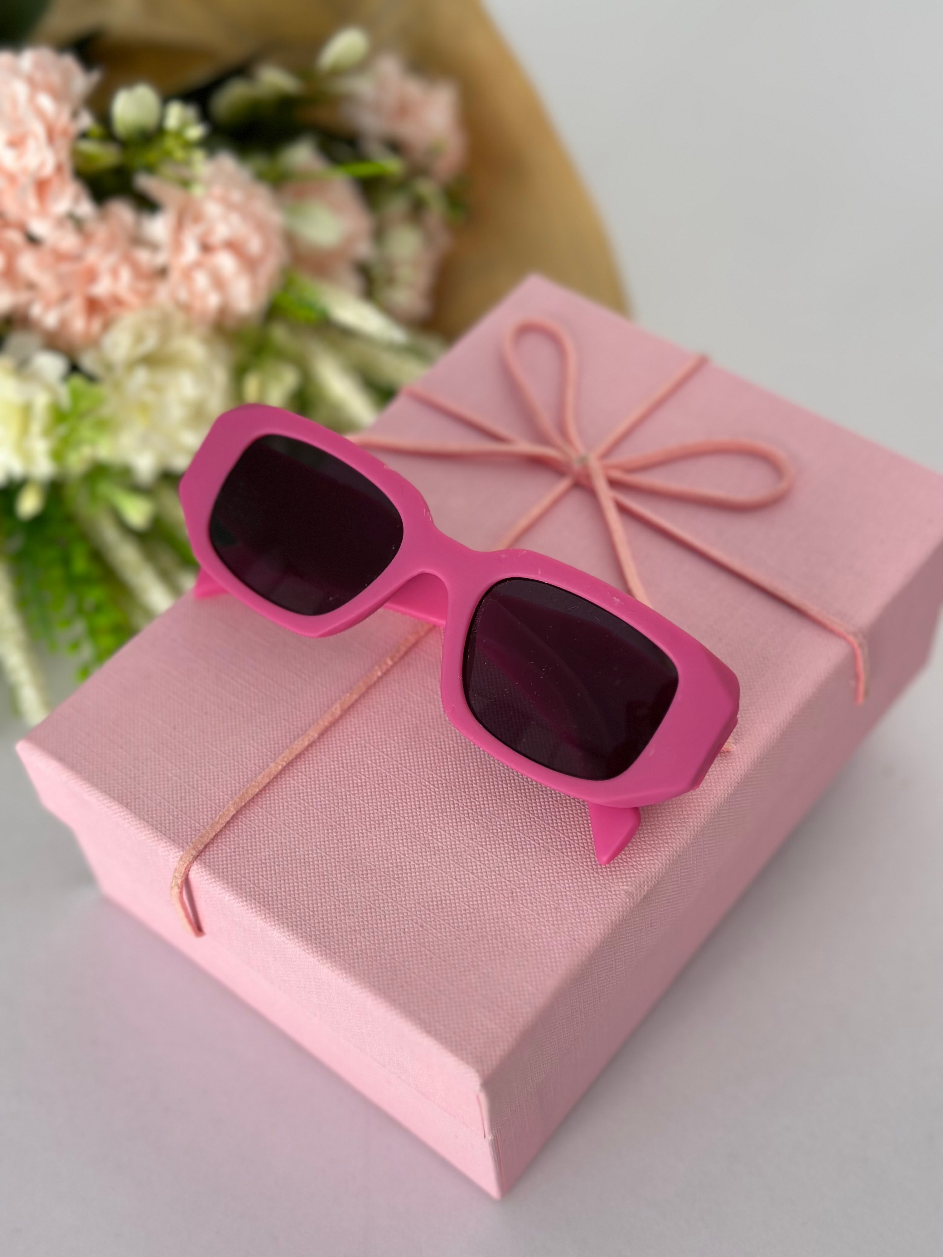 Pembe Dikdörtgen Model Çocuk Güneş Gözlüğü