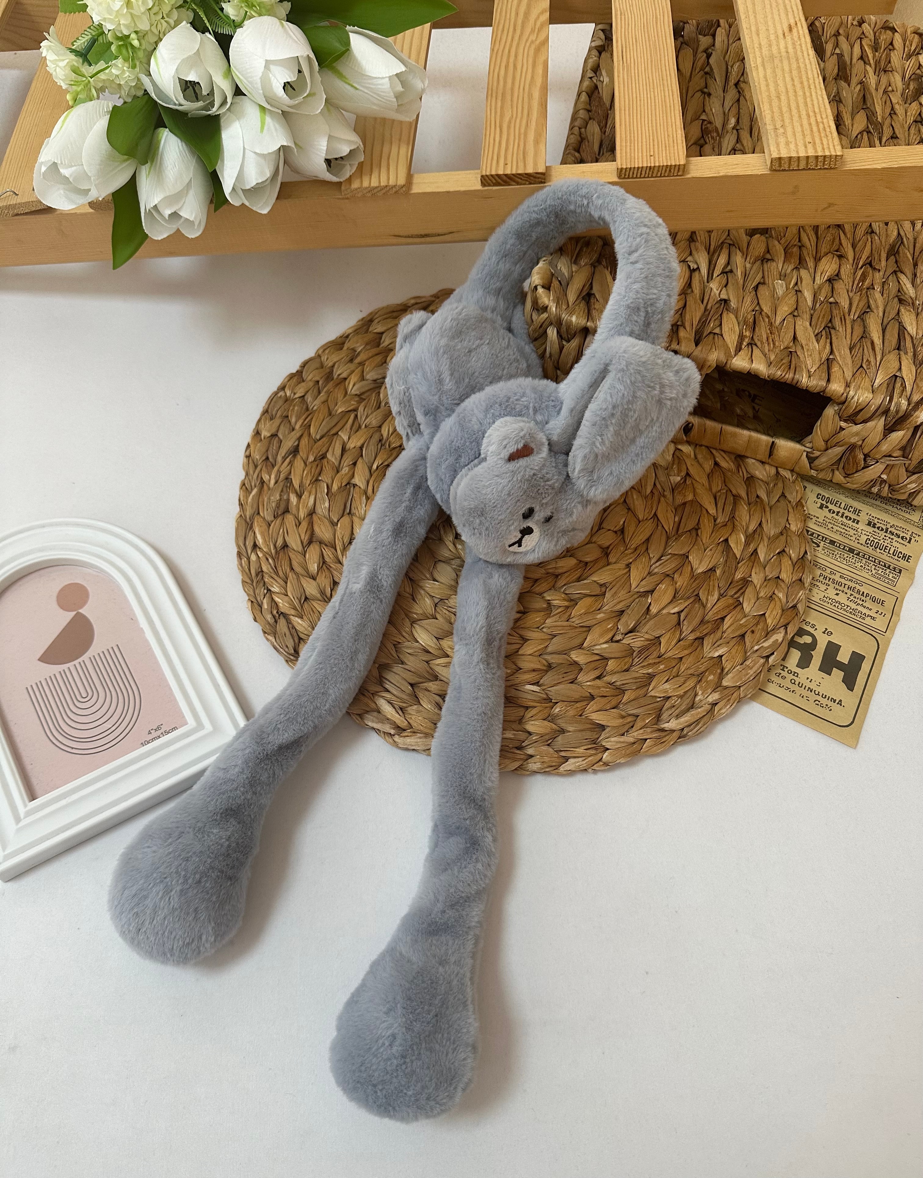 Kız Çocuk Gri Hareketli Peluş Kulaklık