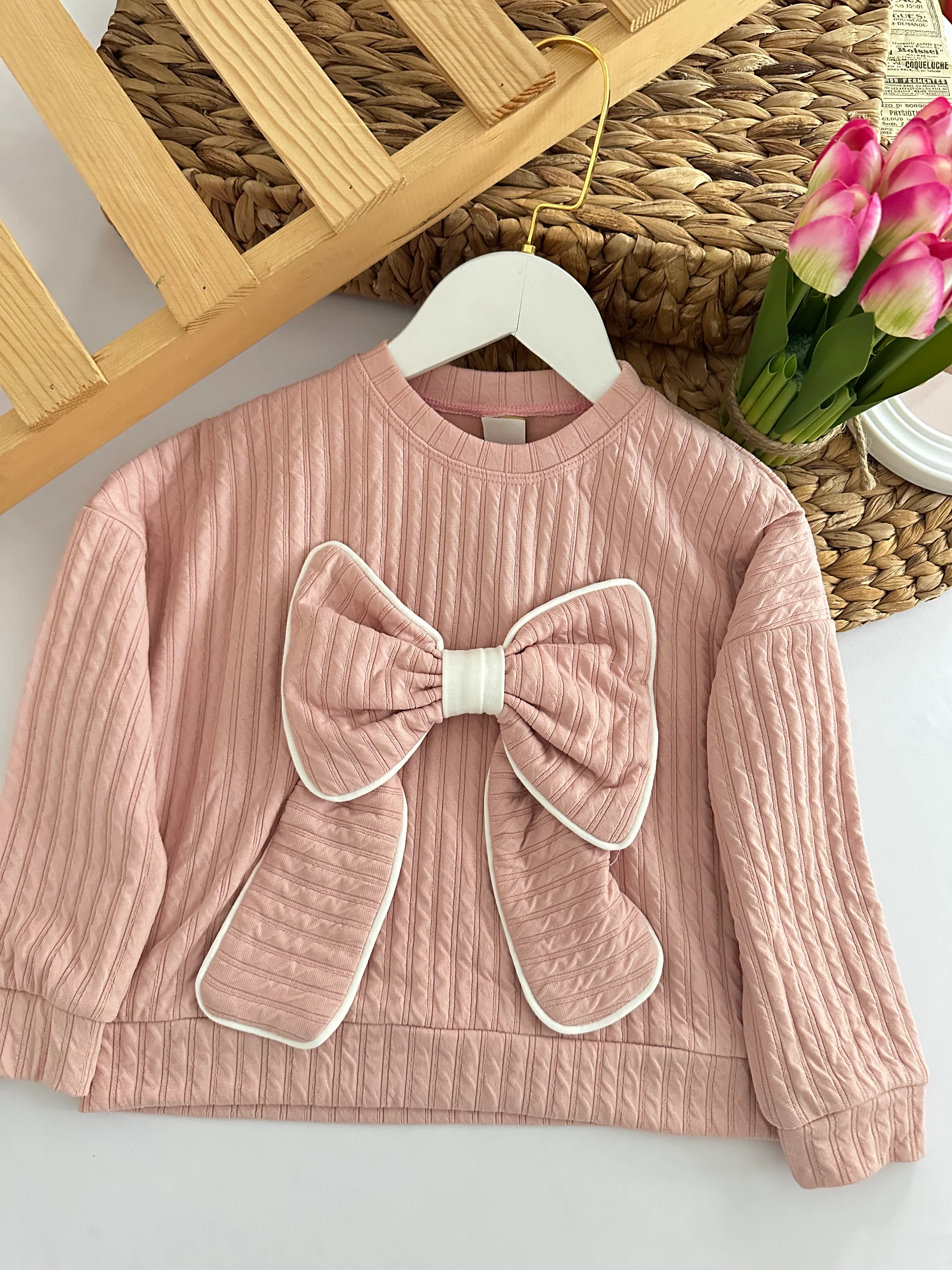 Kız Çocuk Pembe Büyük Fiyonk Badi