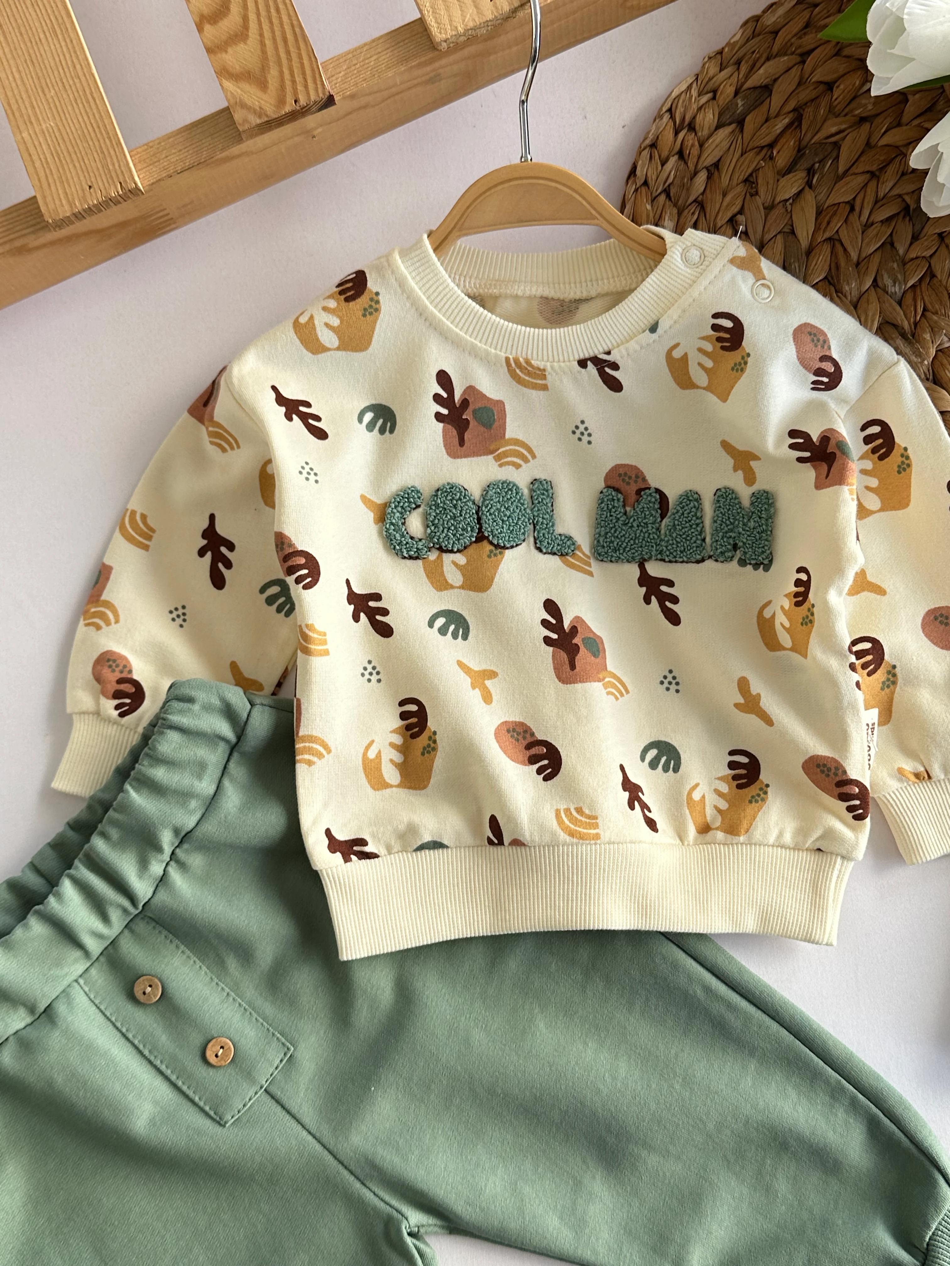 Erkek Bebek Yeşil Cool Man 2’li Takım