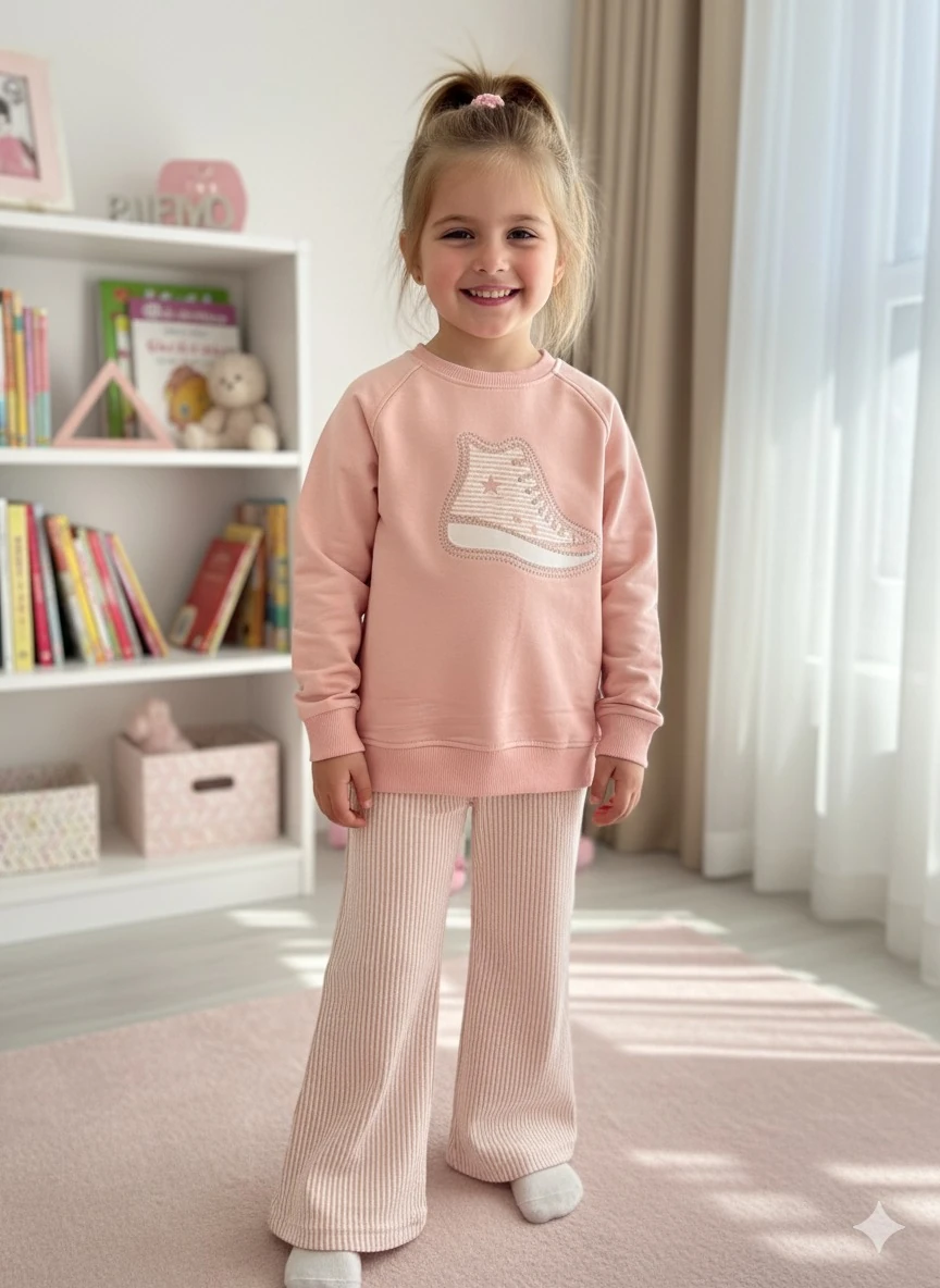 Kız Çocuk Somon Ayakkabı  2’li Takım