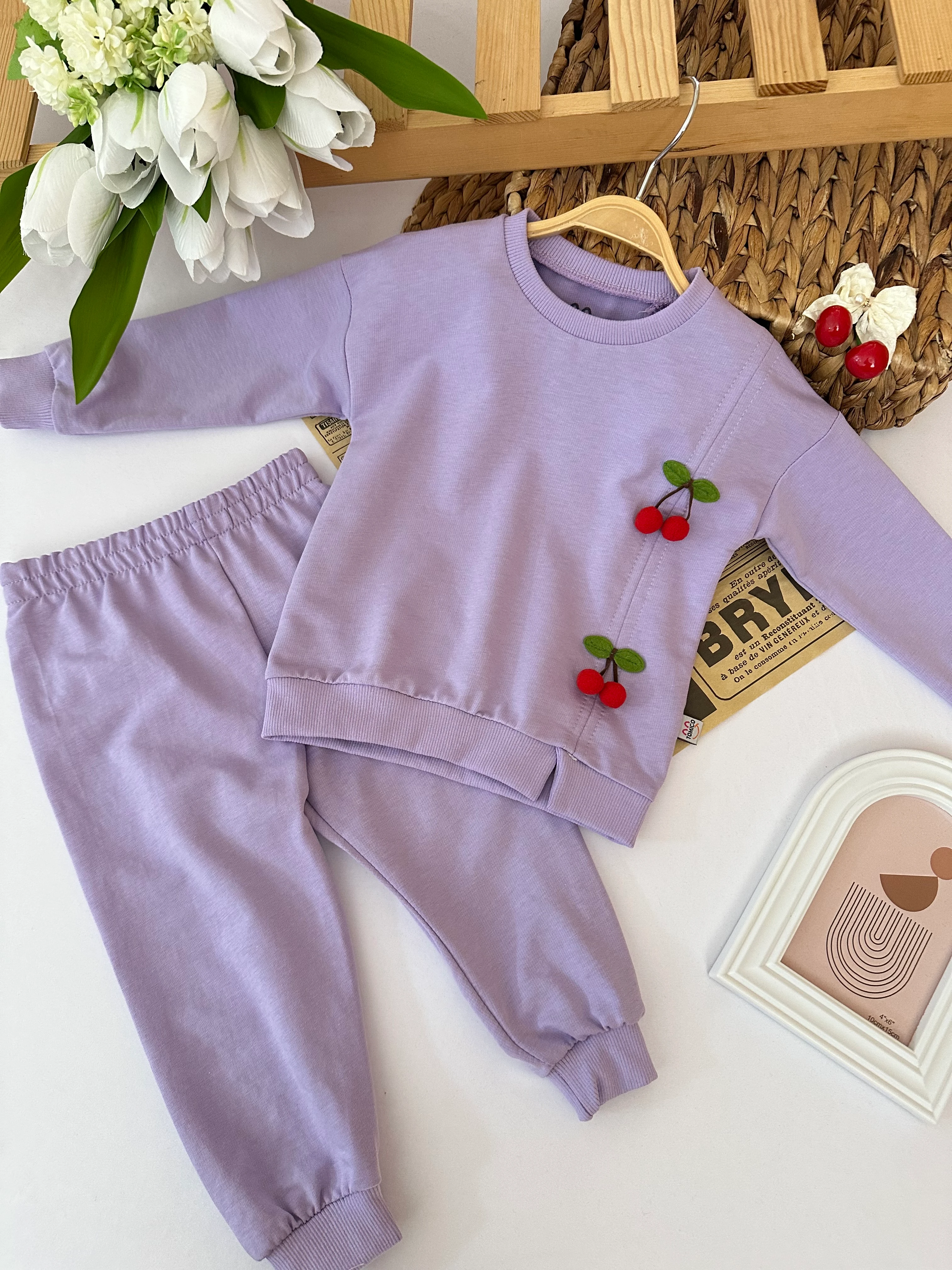 Kız Çocuk Lila Kirazlı 2'li Takım