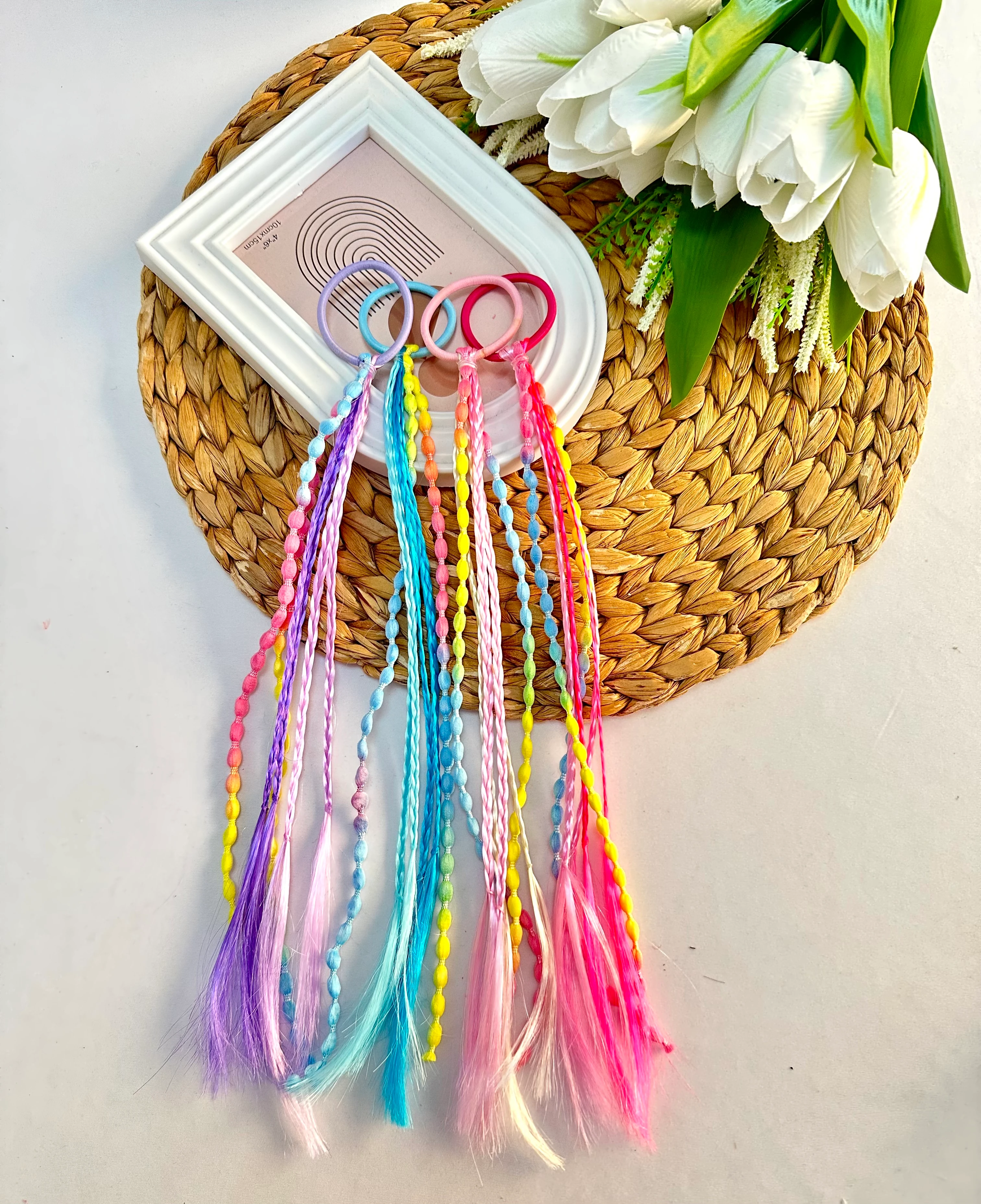 Renkli Saç Örgülü Lastik Toka