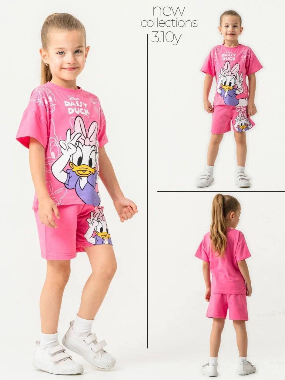 Kız Çocuk Pembe Daisy Duck Şortlu Takım