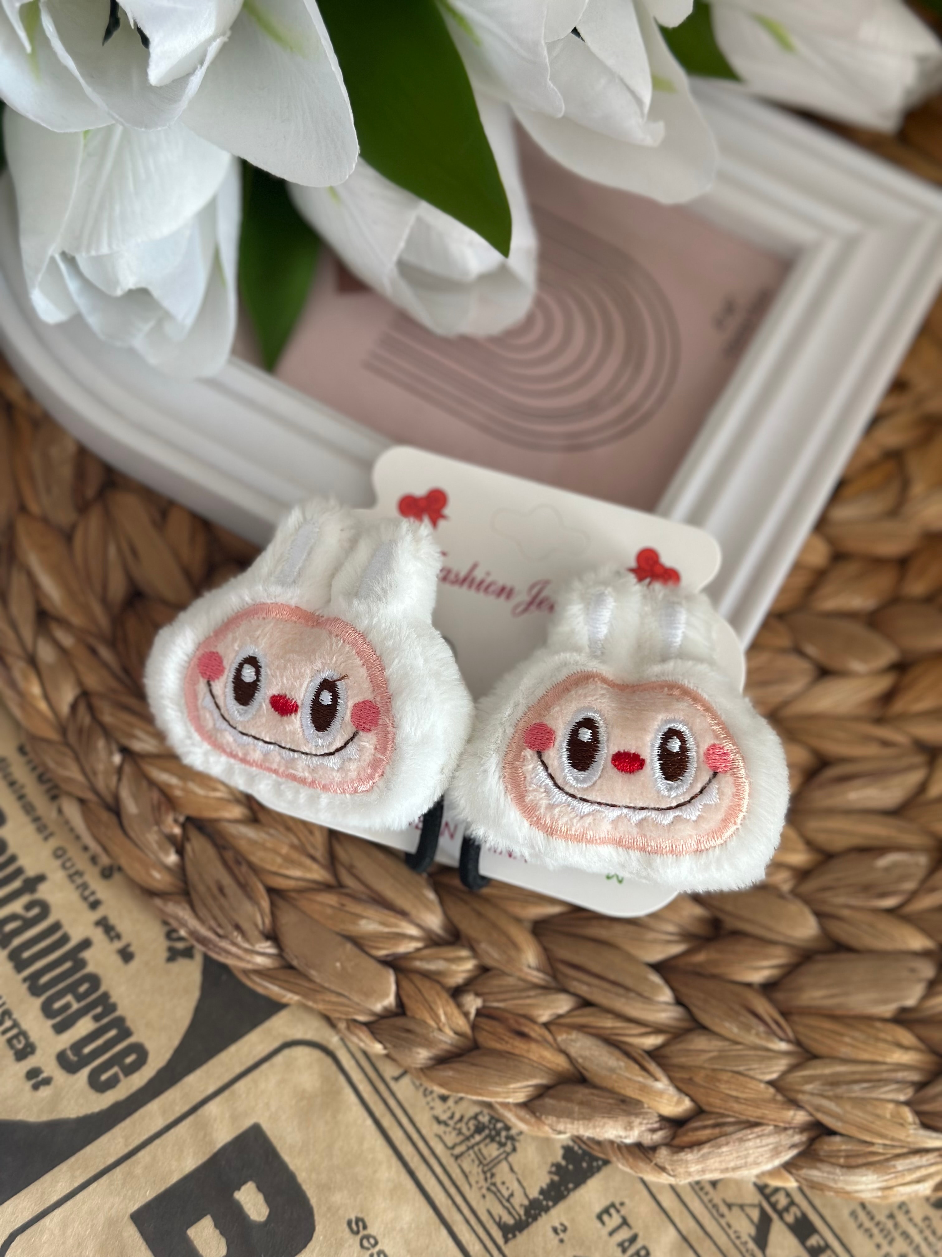 Labubu Beyaz 2'li  Lastikli Toka