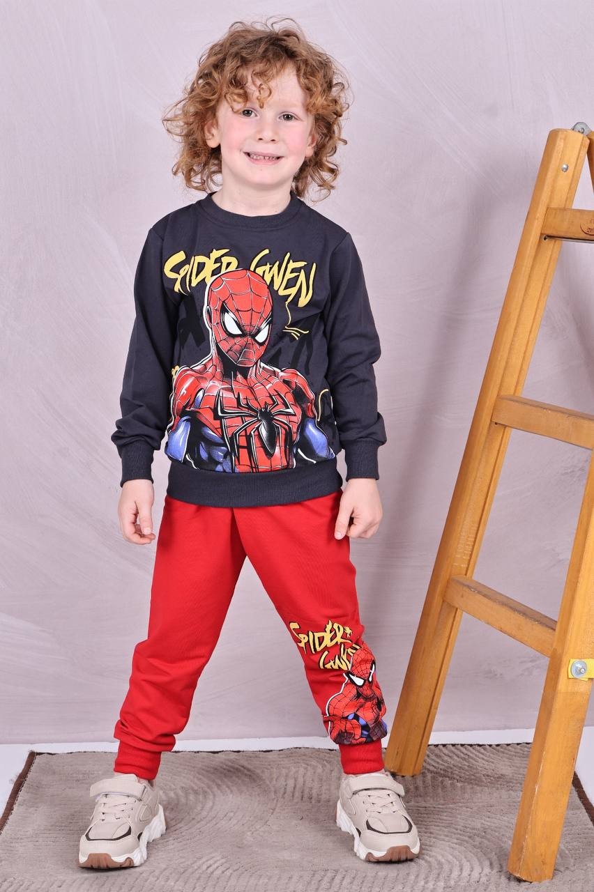 Erkek Çocuk Kırmızı Spiderman Baskılı 2'li Takım