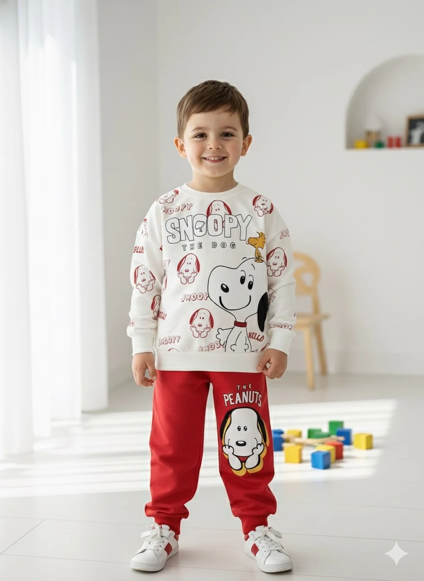 Erkek Çocuk Fuşya Snoopy Takım