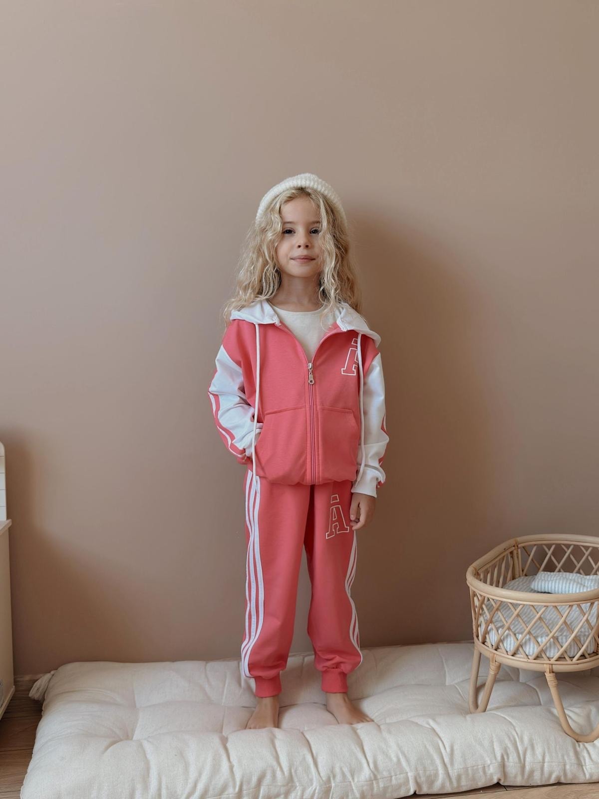 Kız Çocuk Fuşya A Harf Desenli 2'li Takım