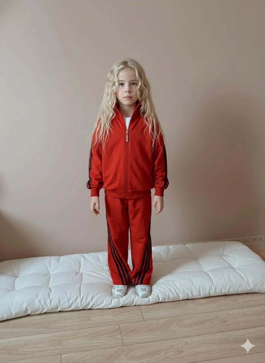 Kız Çocuk Kırmızı Çizgili 2’li Takım