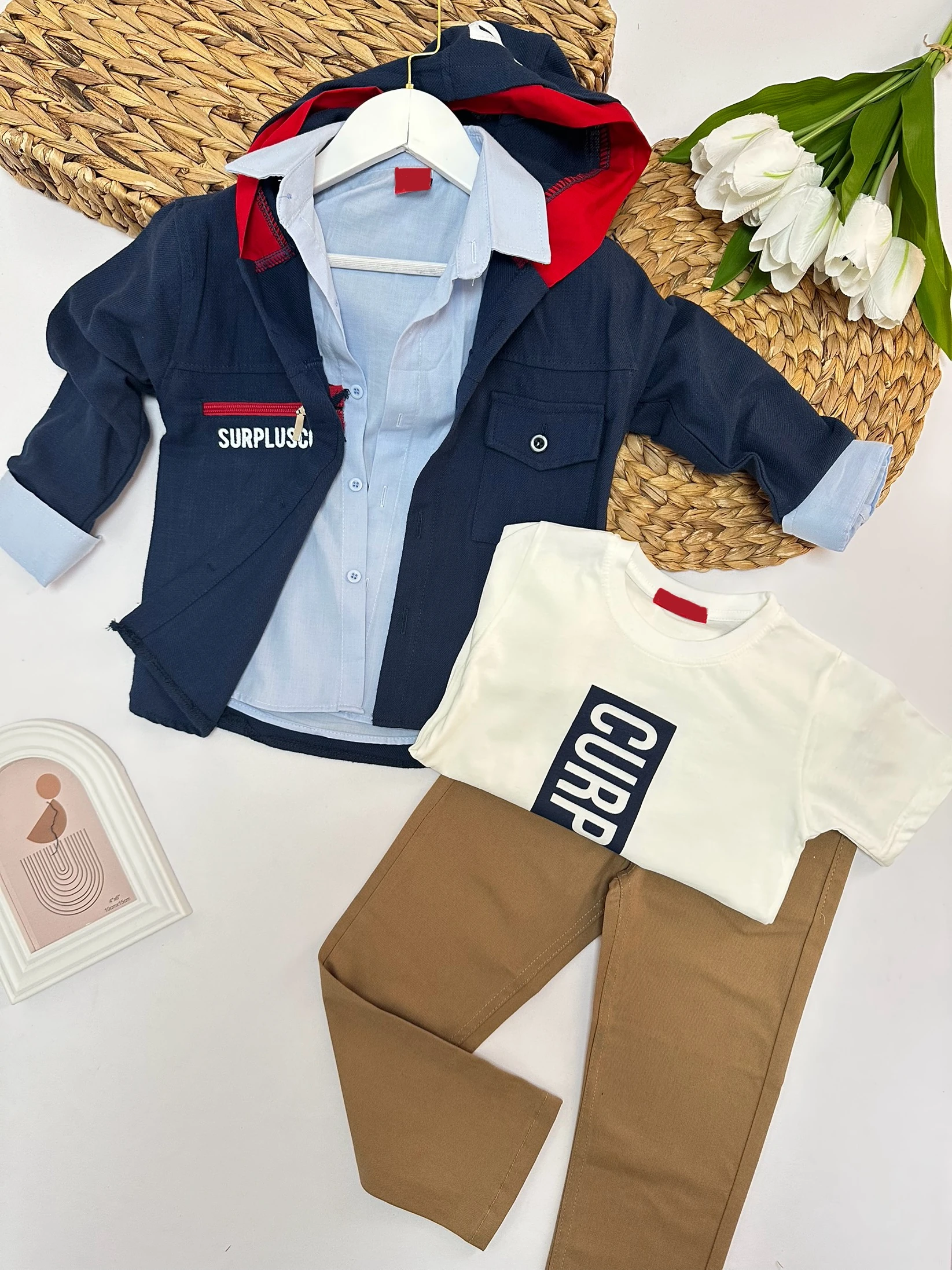 Erkek Çocuk Lacivert Ceket Kot Pantolon CurPlus 4'lü Takım