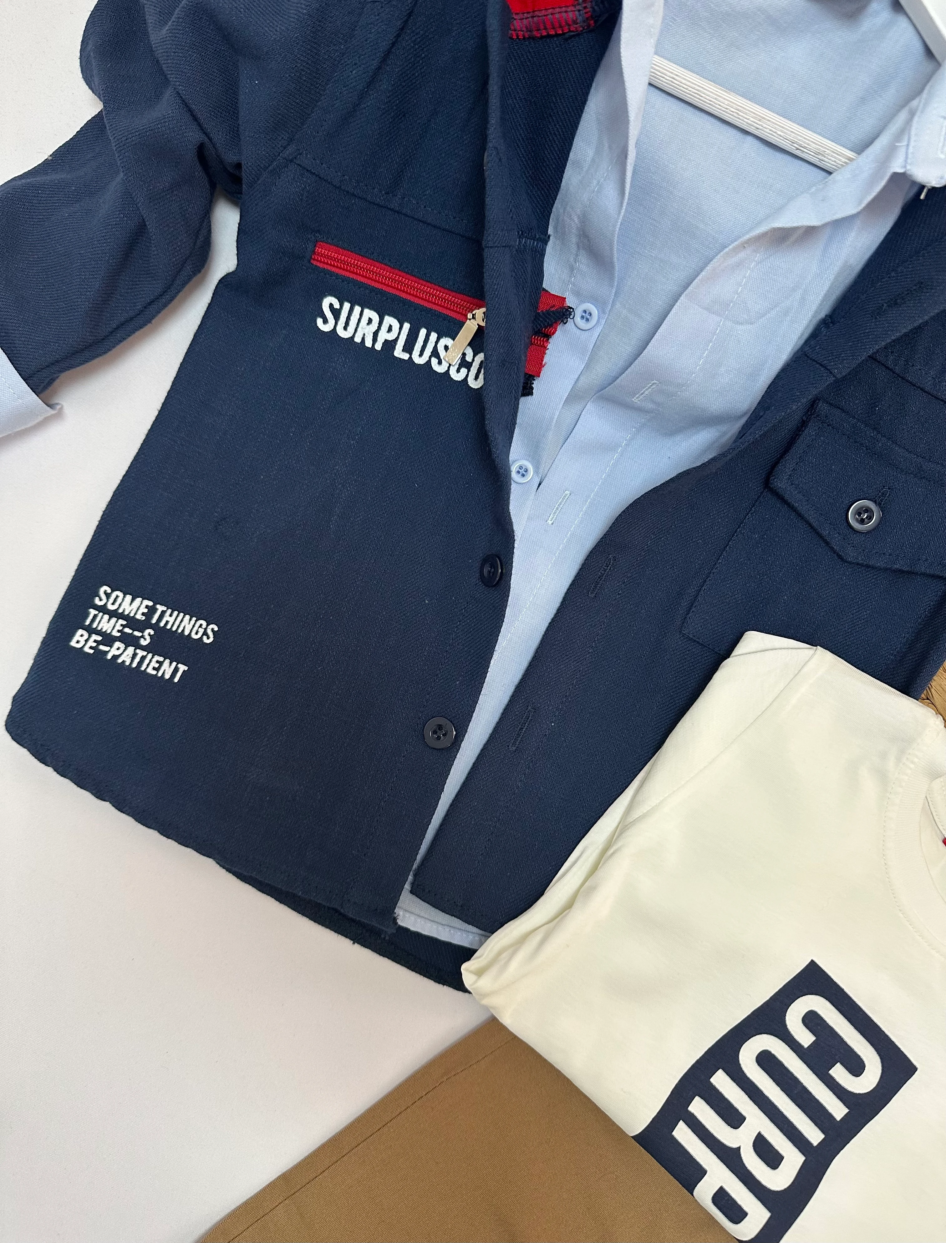 Erkek Çocuk Lacivert Ceket Kot Pantolon CurPlus 4'lü Takım