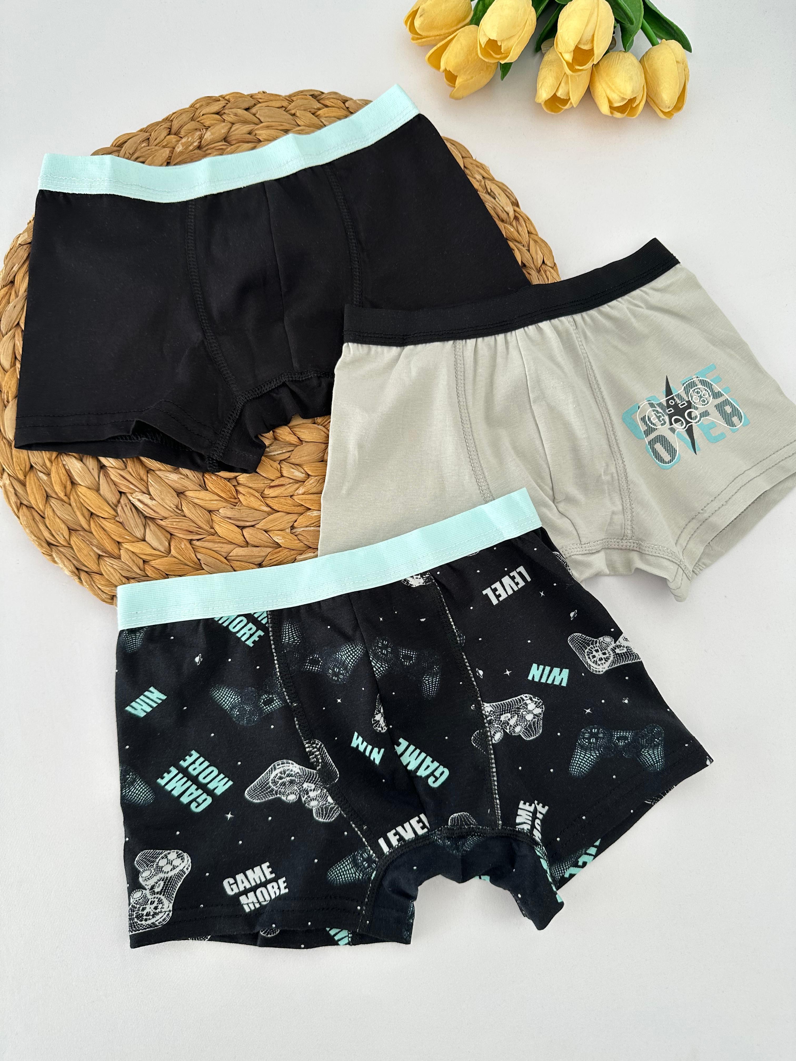 Erkek Çocuk Siyah Game More 3’lü Boxer Set