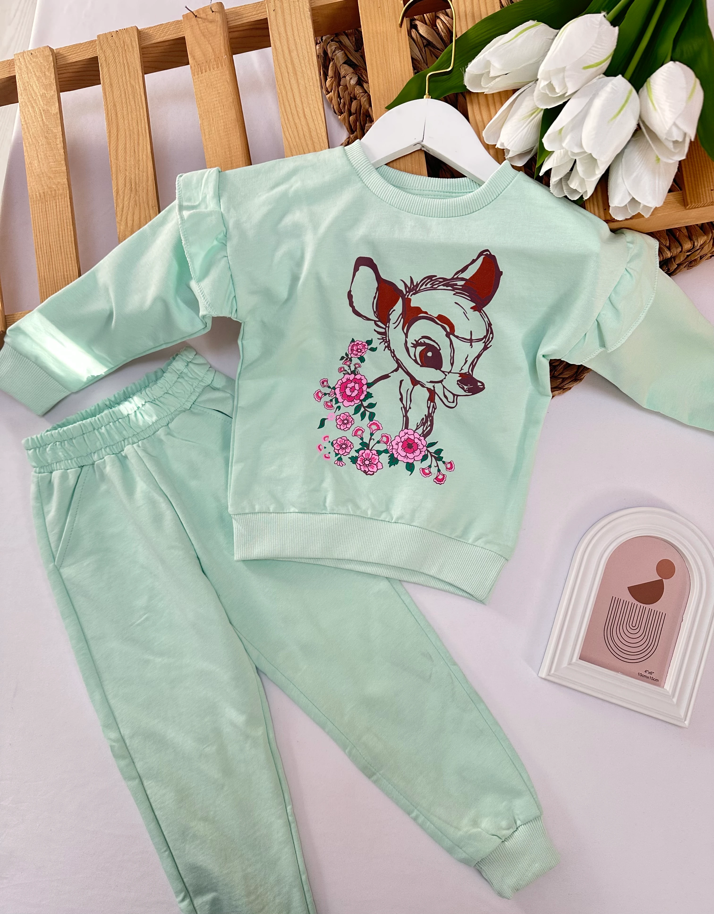 Kız Çocuk Su Yeşili Bambi Takım 