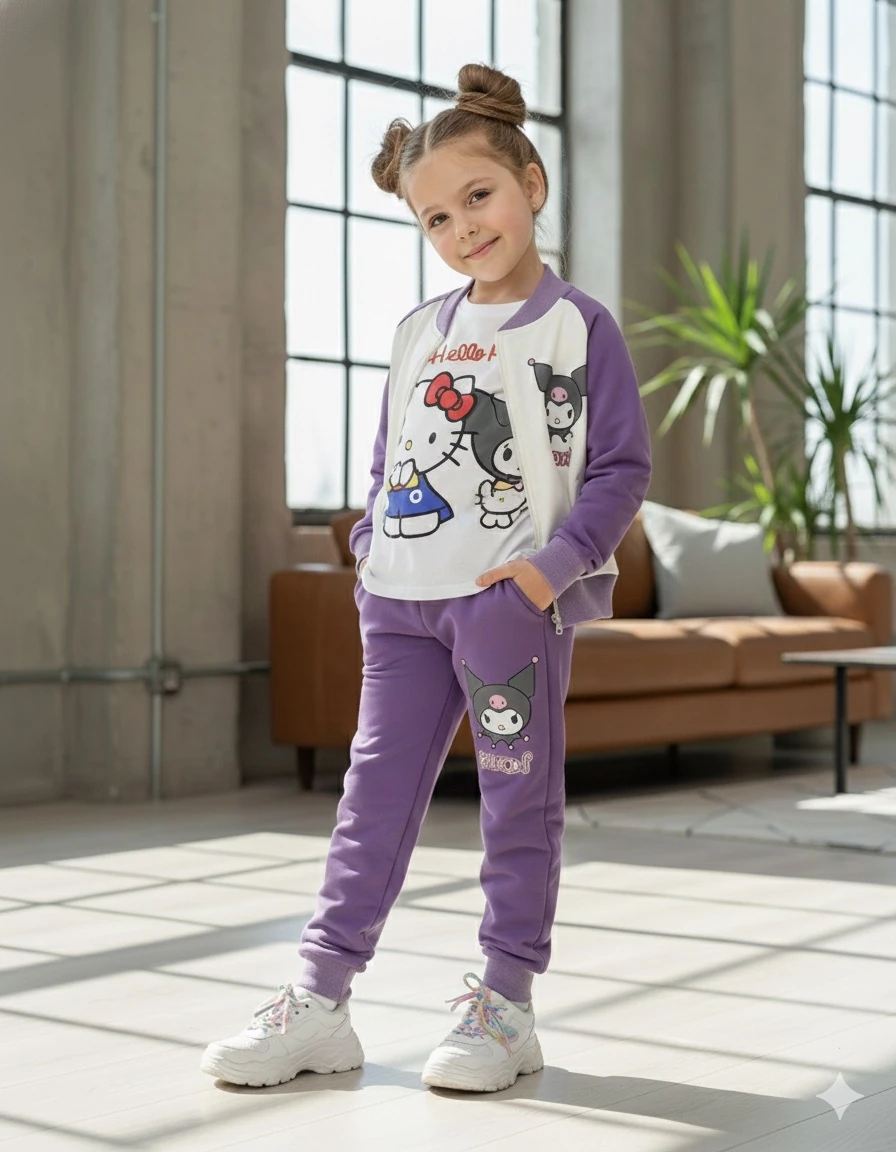 Kız Çocuk Kuromi Mor 3'lü Takım