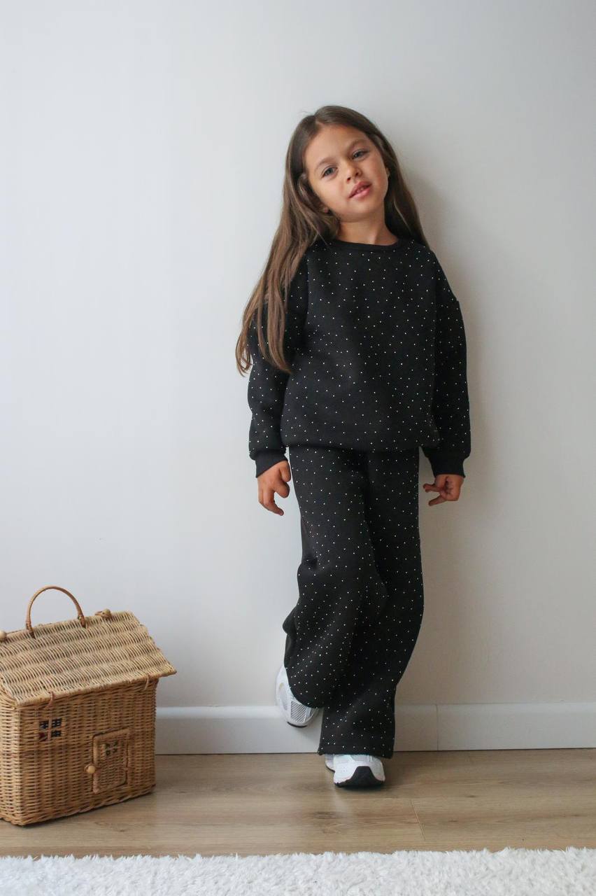 Kız Çocuk Siyah Taşlı  Alt-Üst Takım