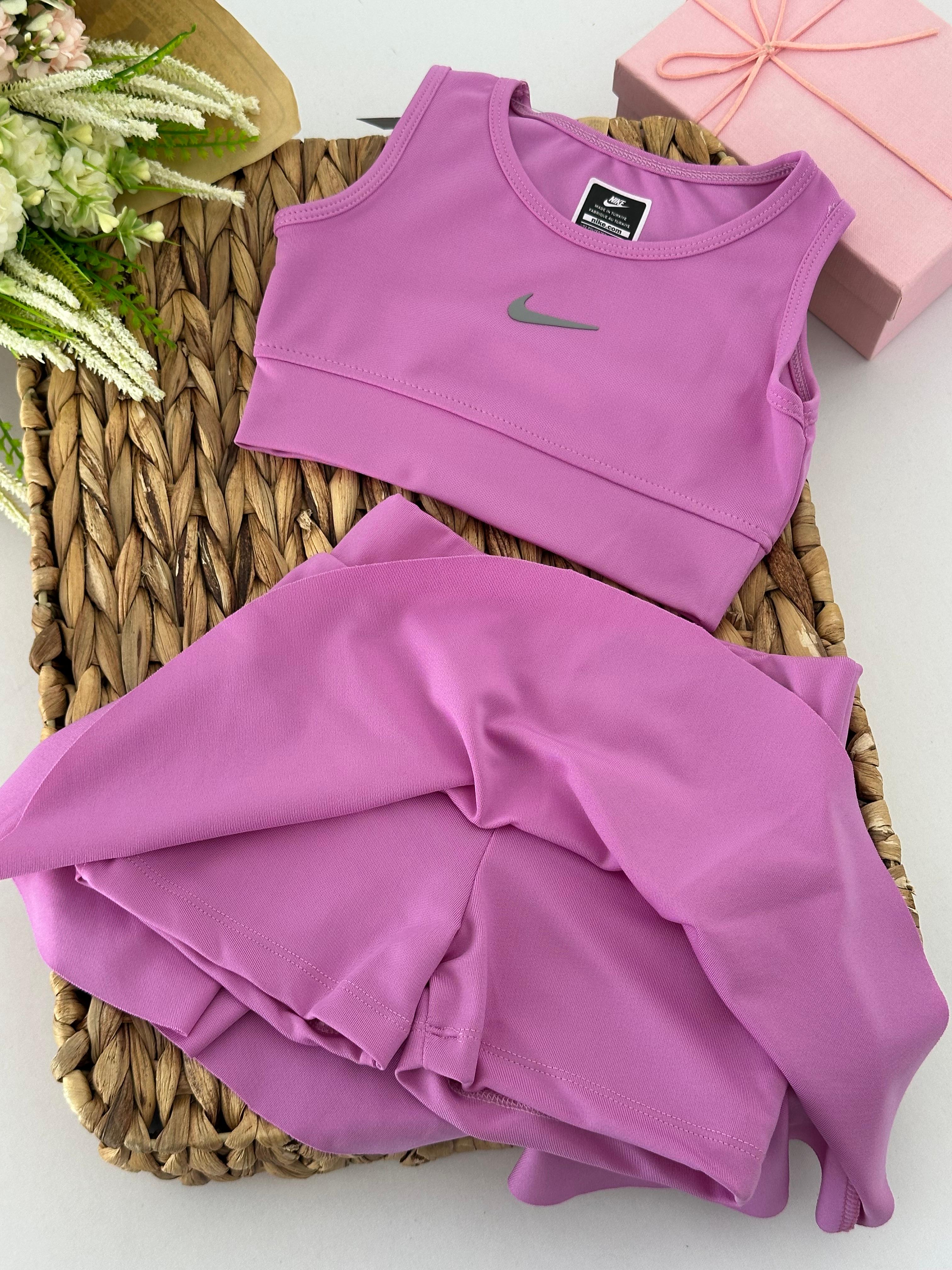 Kız Çocuk Mor Nike Pro Crop Şort Etek Mayo