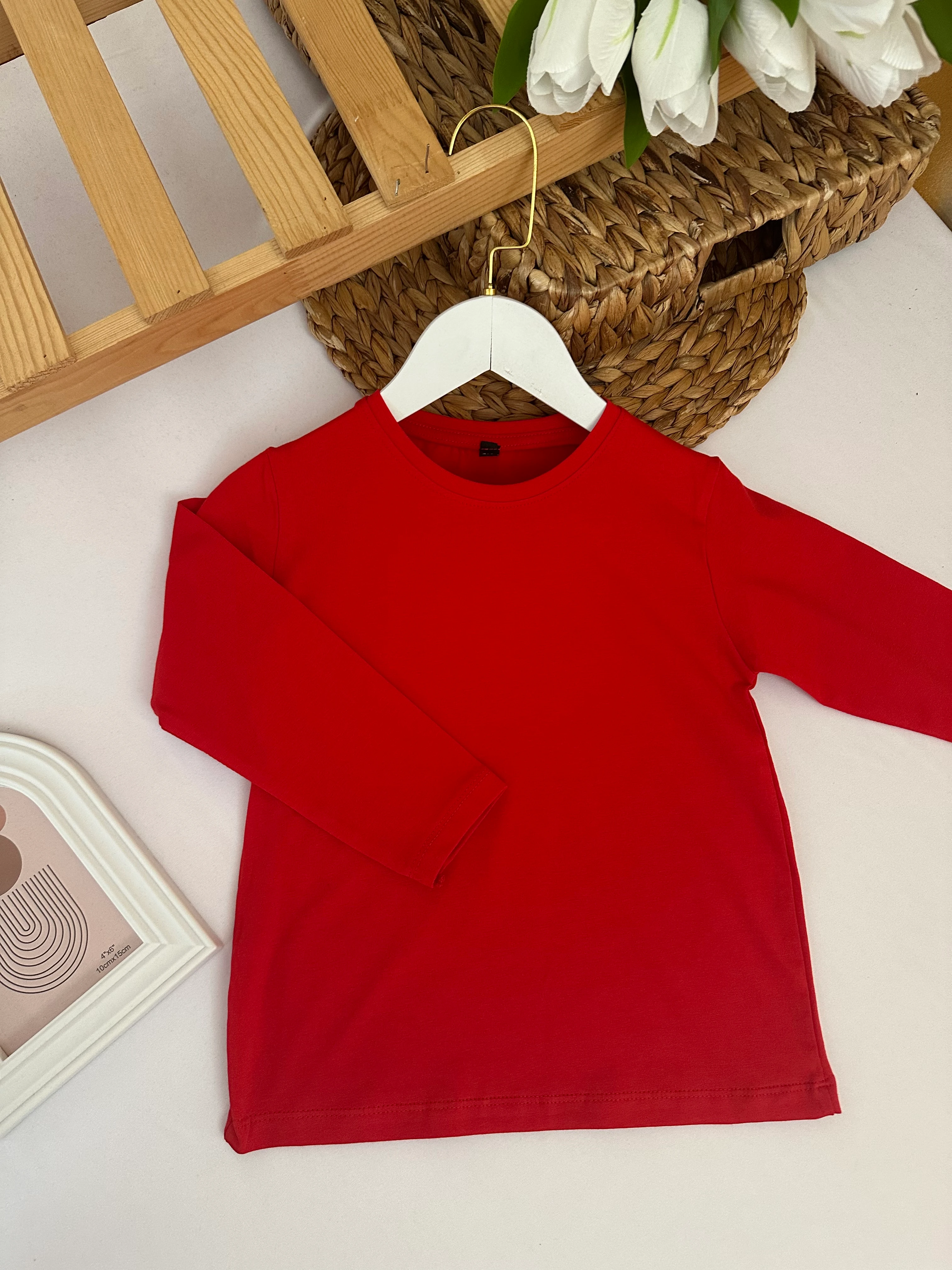 Kırmızı Uzun Kollu Penye Badi