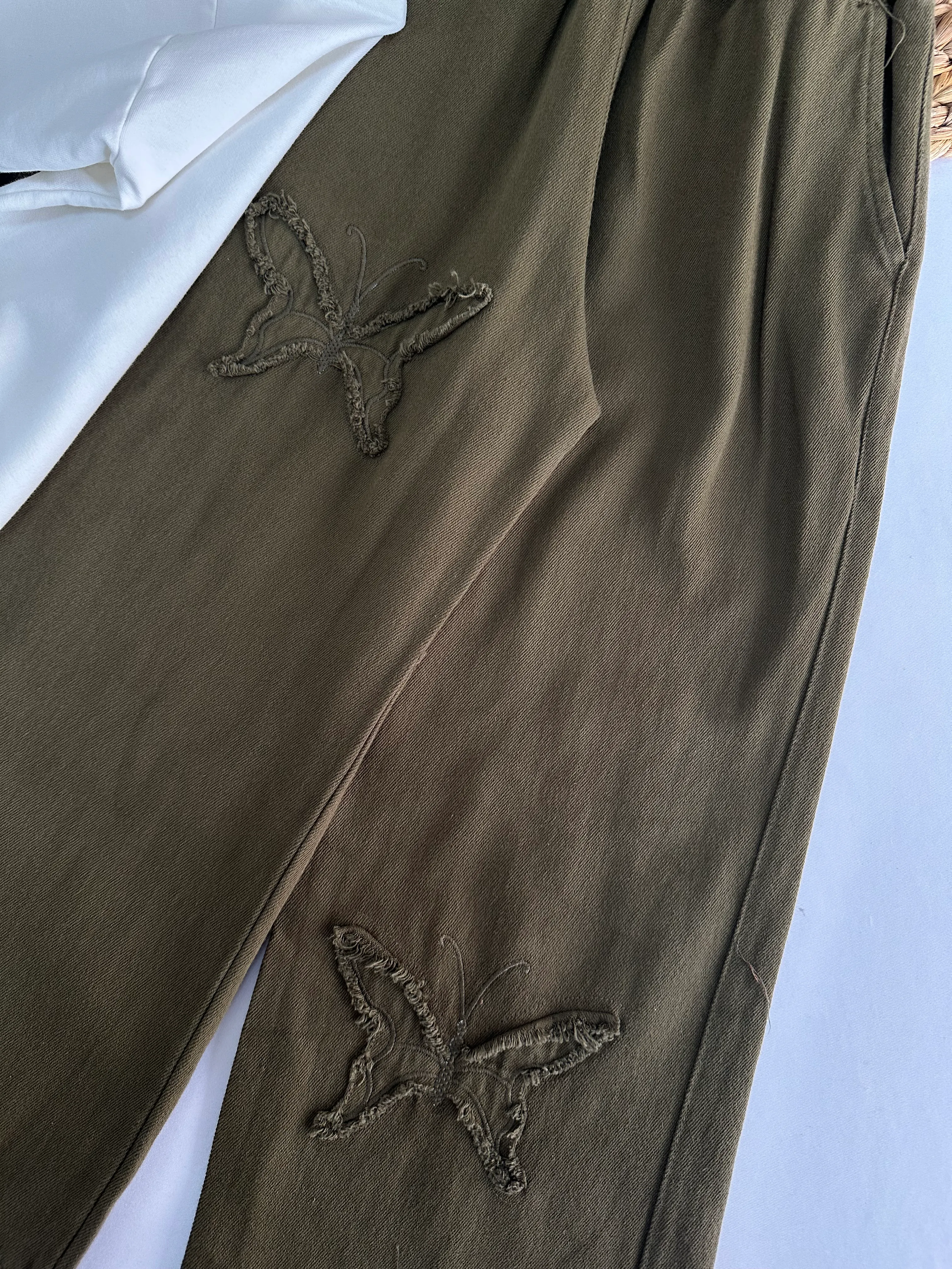 Kız Çocuk Haki Kelebek Pantolonlu Takım