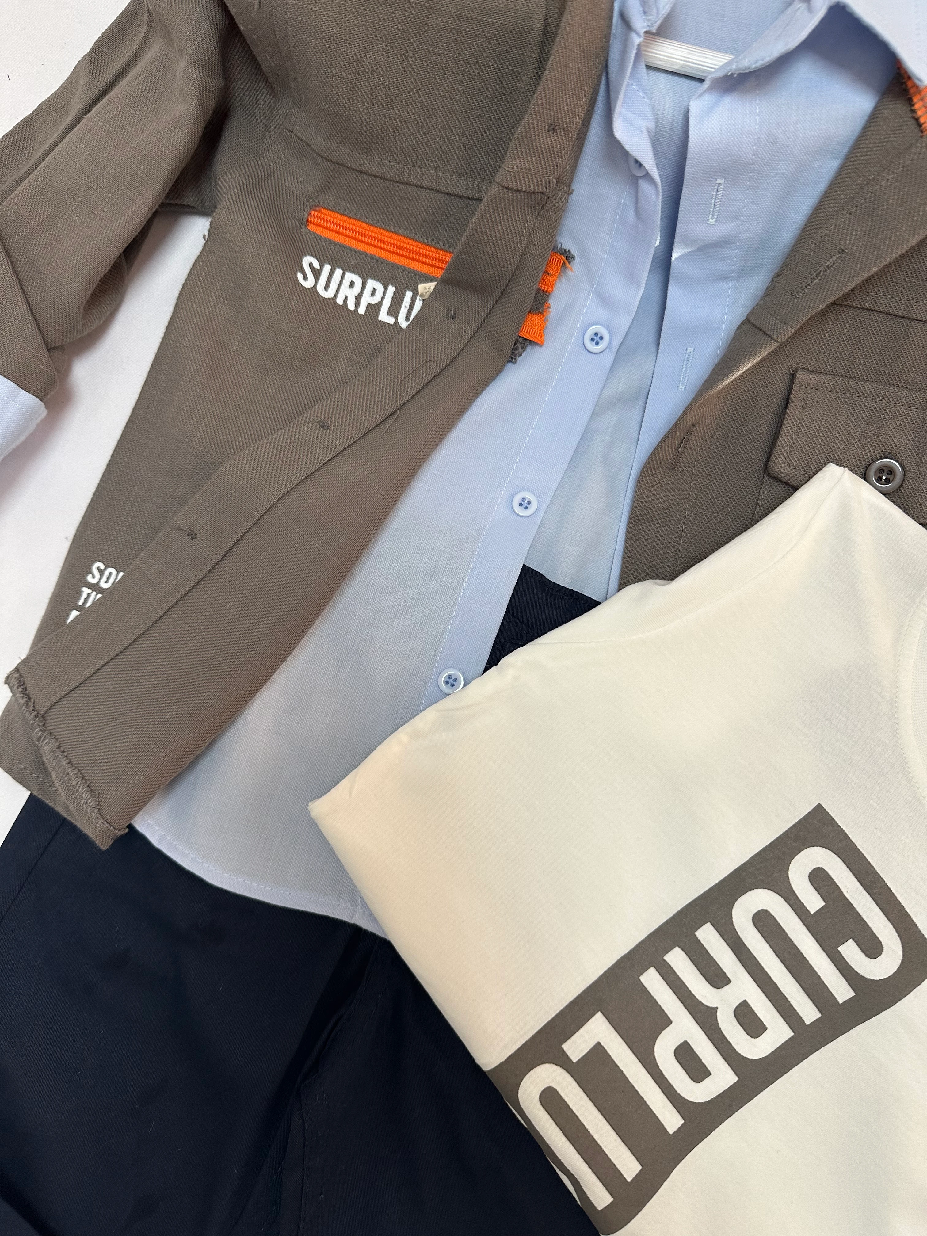 Erkek Çocuk Antrasit Turuncu Ceket Kot Pantolon CurPlus 4'lü Takım