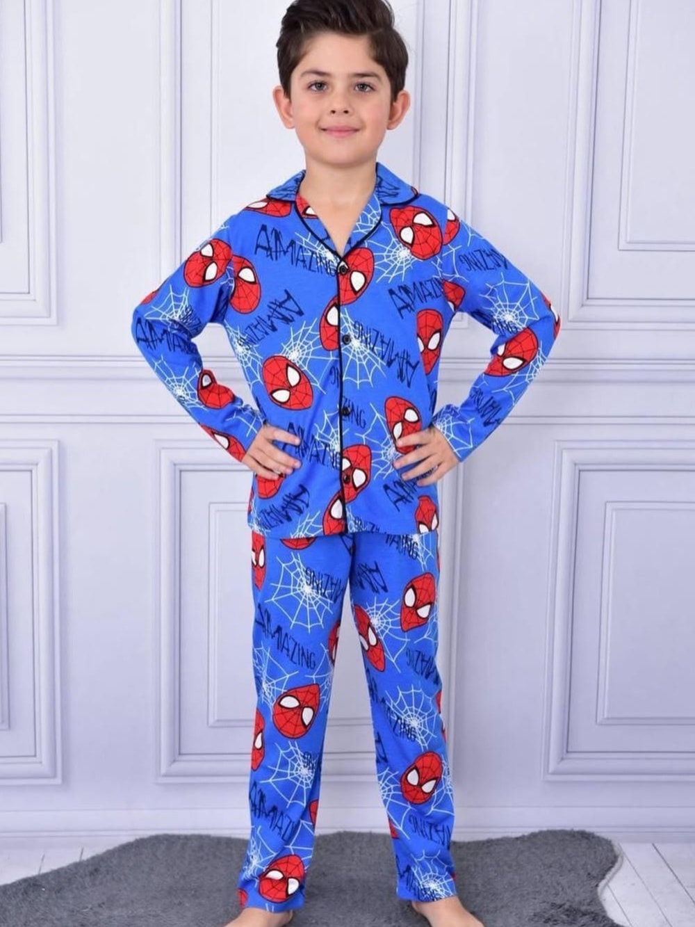 Erkek Çocuk Mavi Spiderman Pijama Takımı