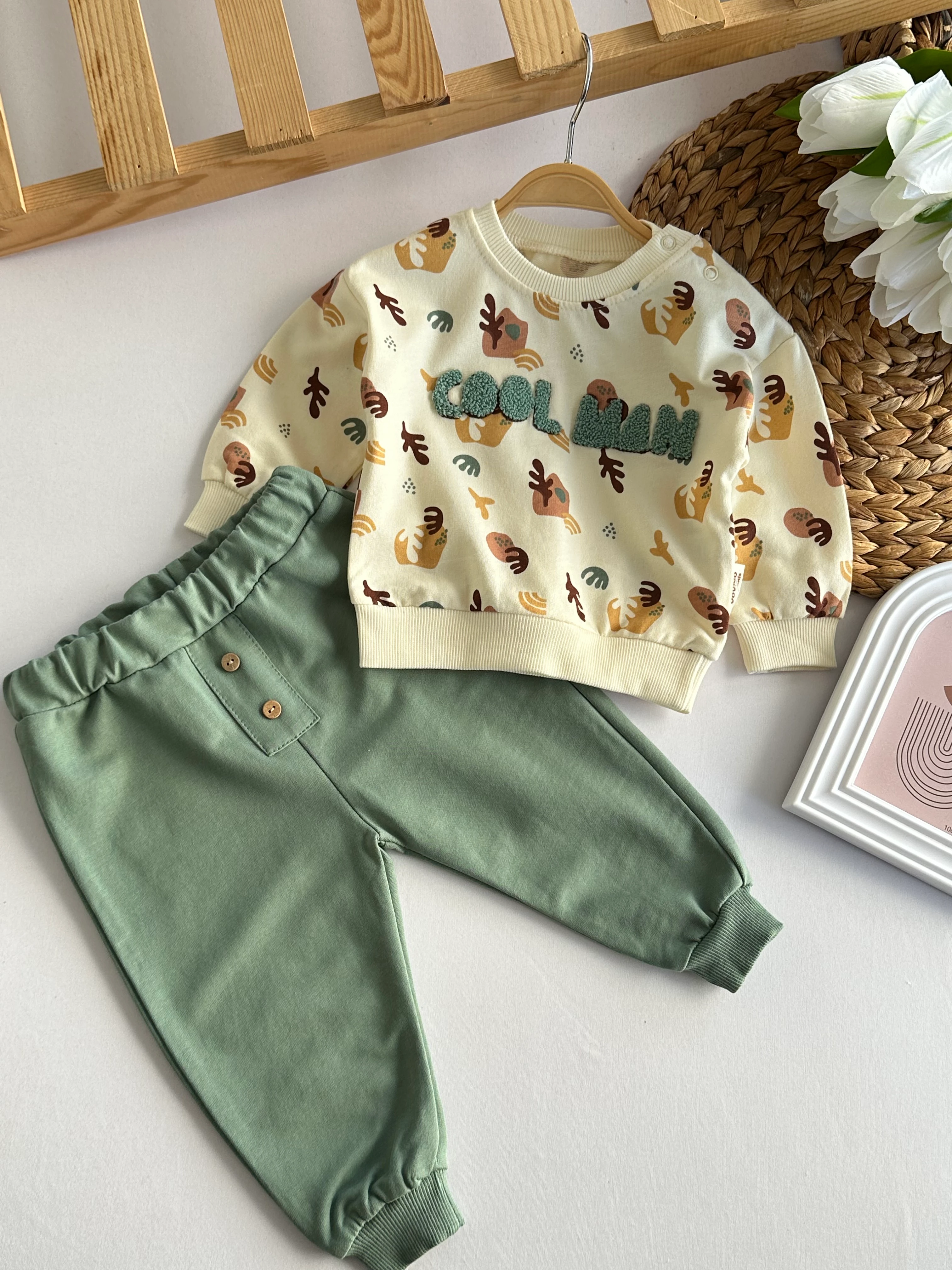 Erkek Bebek Yeşil Cool Man 2’li Takım