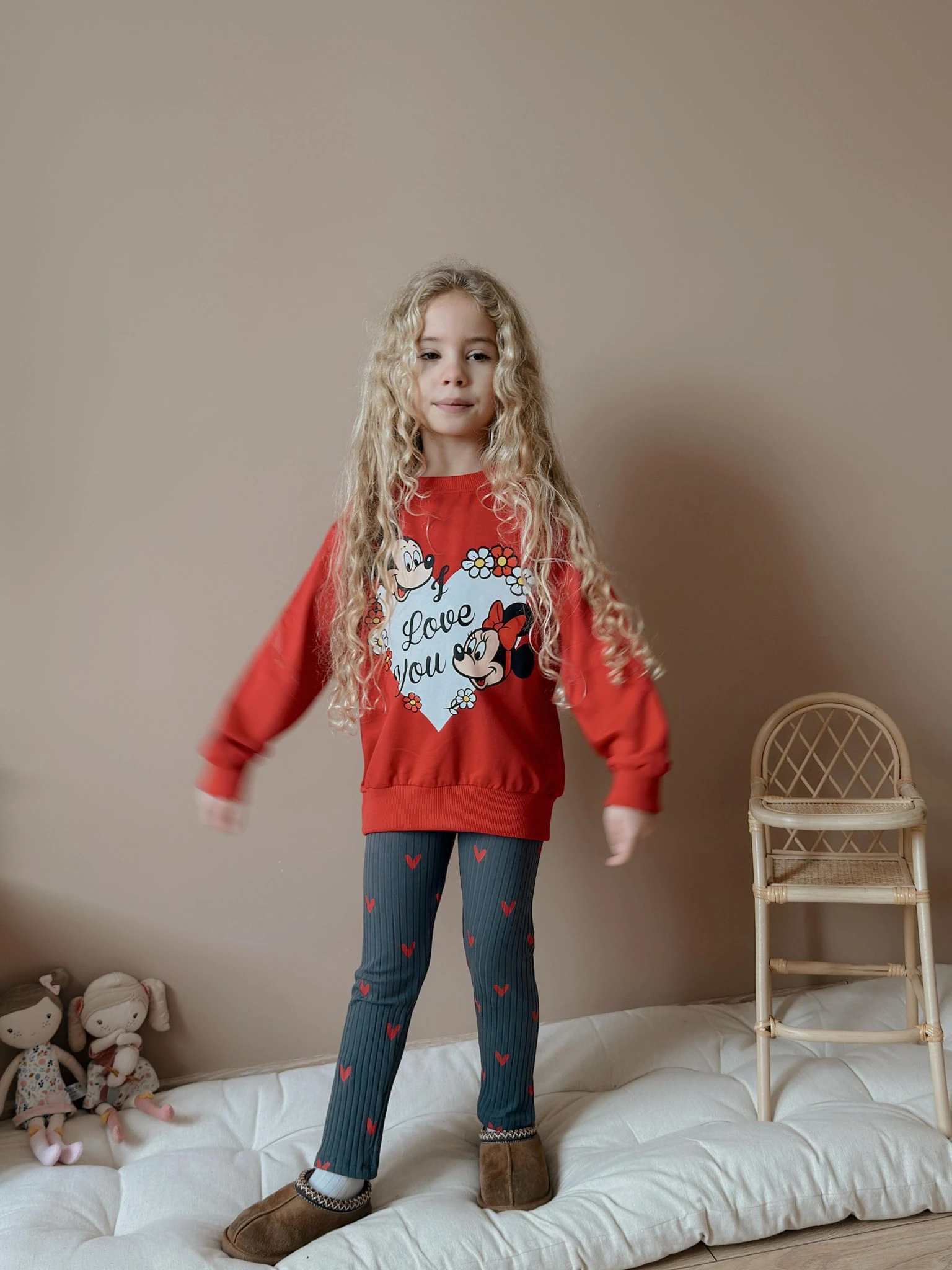 Kırmızı Minnie Desenli Taytlı Takım