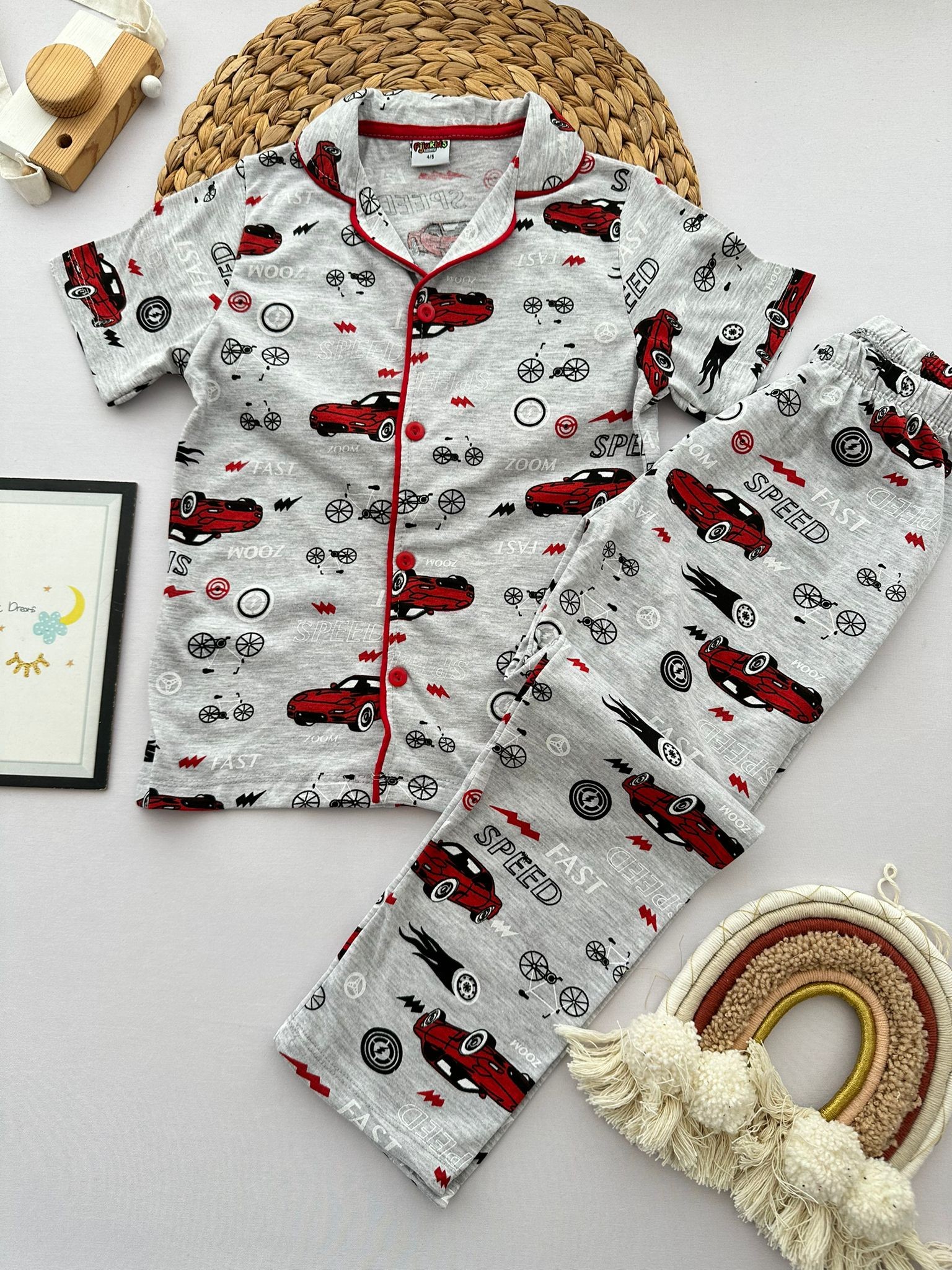 Erkek Çocuk Araba Desenli  2'Li Pijama Takım