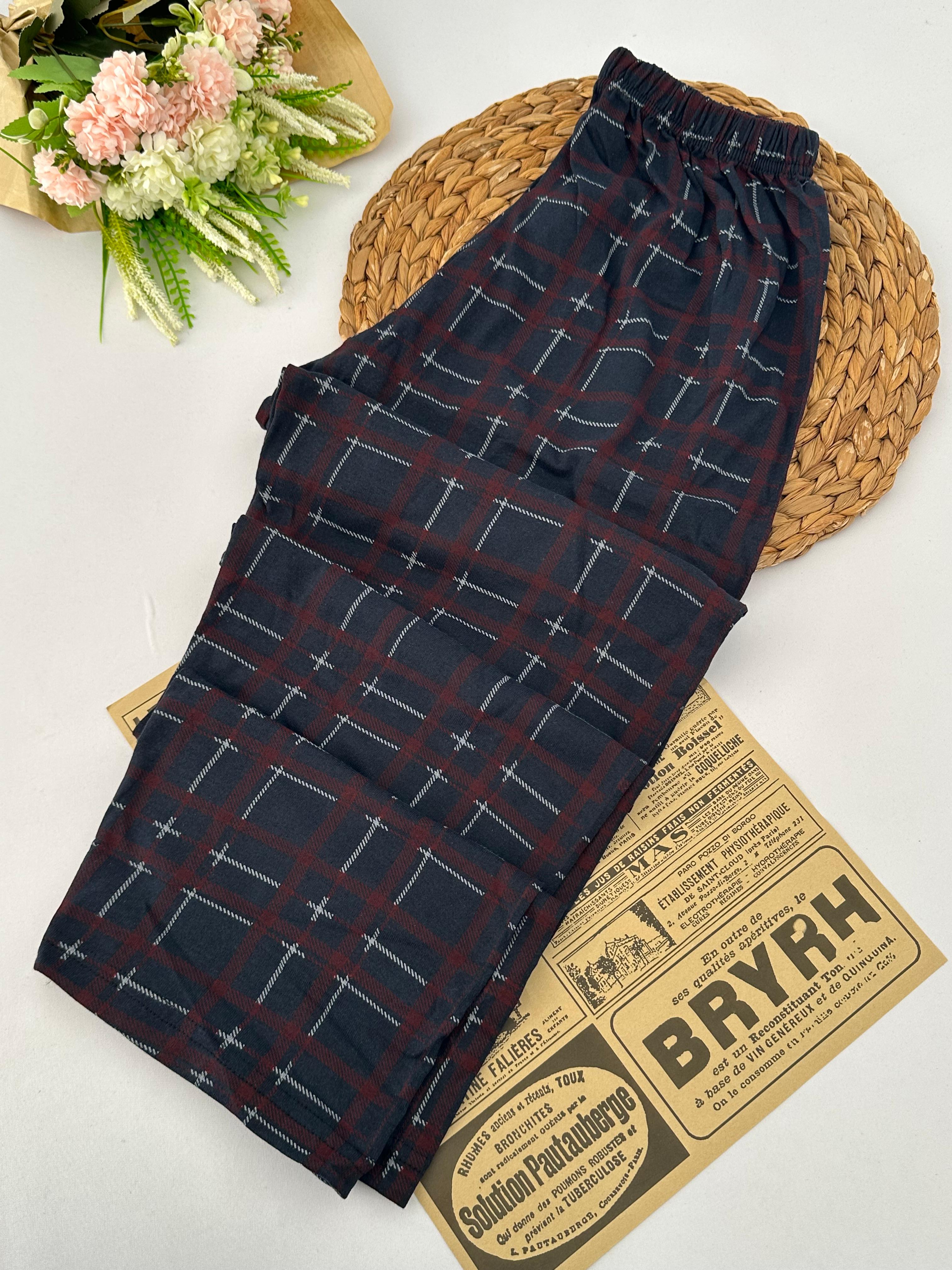 Lacivert Kırmızı Ekoseli Erkek Pijama Altı